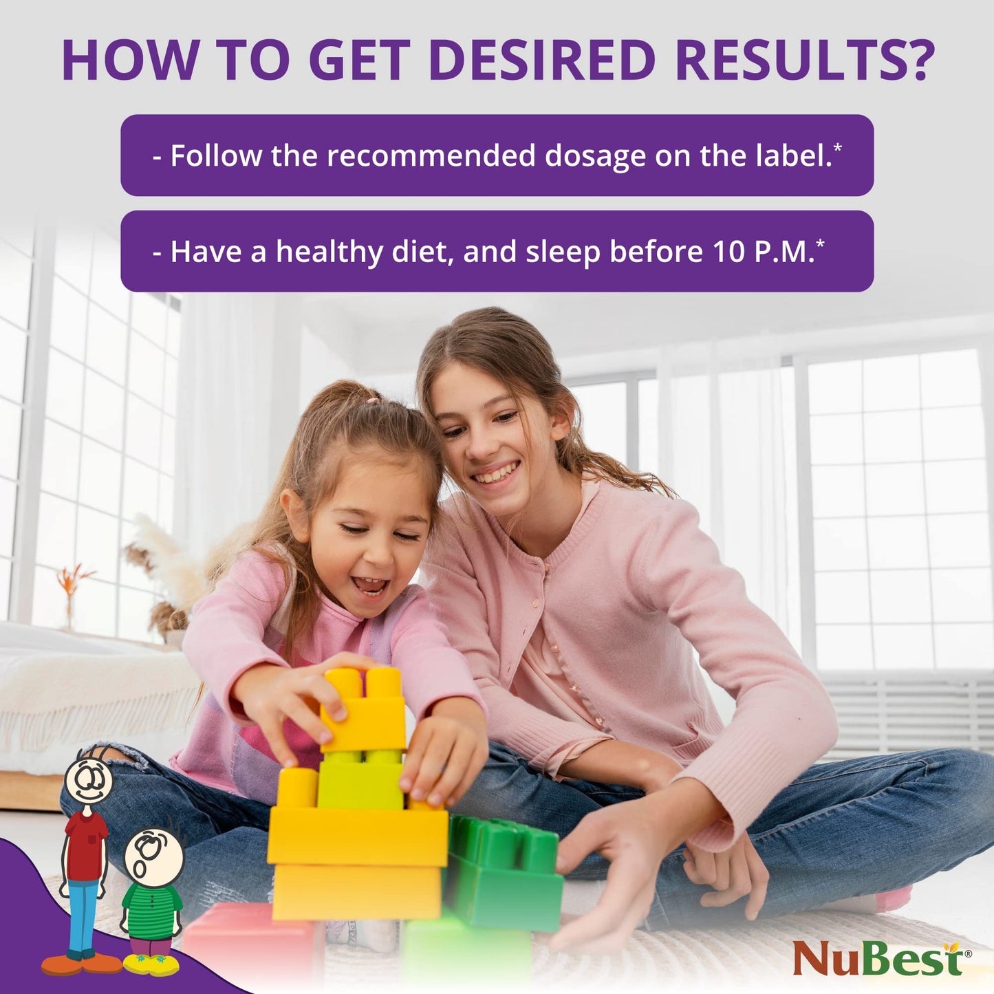 NuBest Tall Kids - Multivitamins & Minerals for Age 2 to 9 - Bone Strength & Immunity Support - Helps Kids, Toddlers Healthy - Animal Shapes - 60 Chewable Berry Tablets | 1 Month Supply