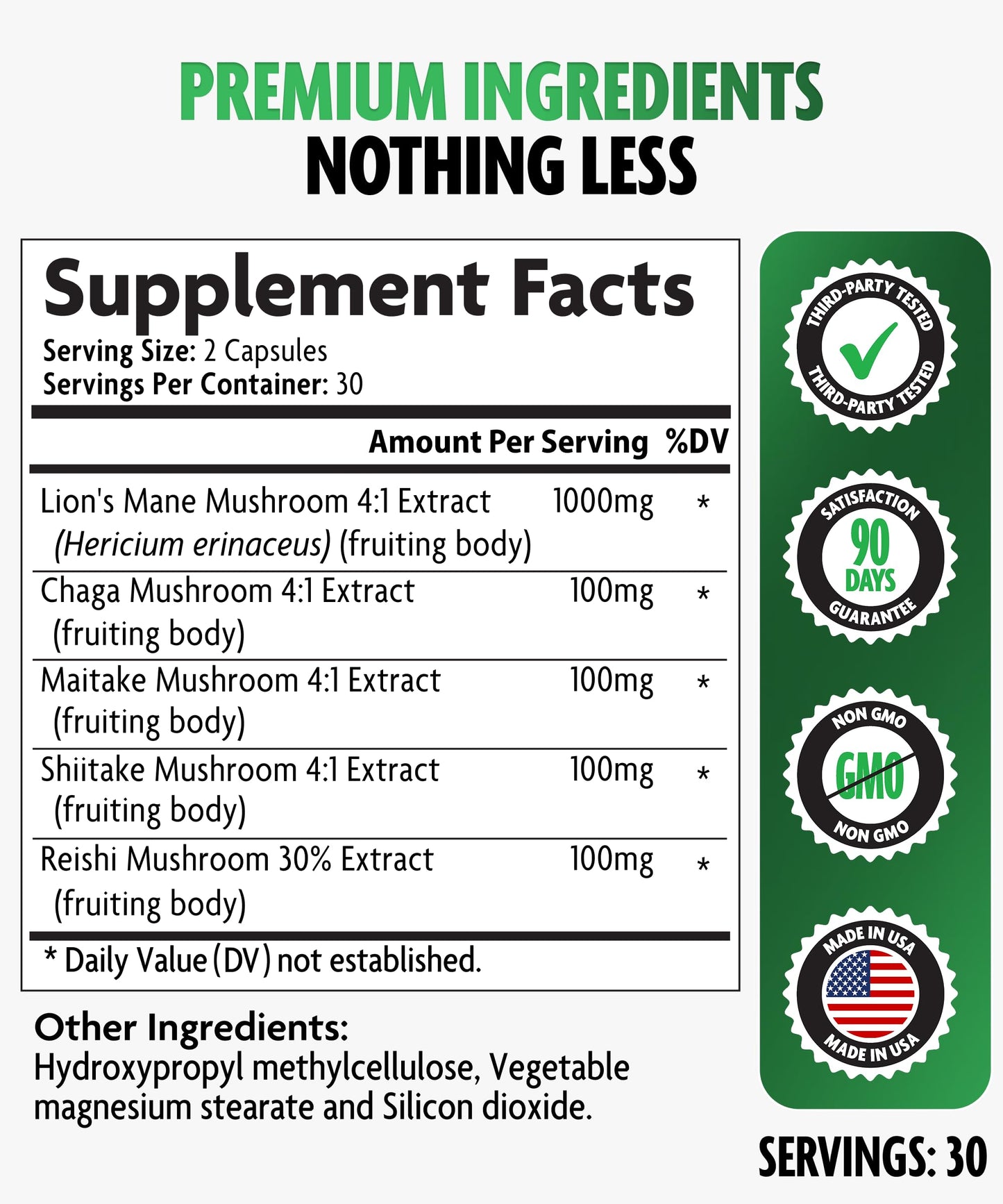 Lions Mane Mushroom Complex, 5 in 1 Adaptogenic Blend - Lionsmane, Chaga, Maitake, Shiitake and Reishi Extract Capsules - Nootropic Mushroom Supplement for Memory, Focus and Immune Support