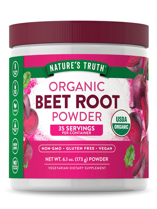 Nature's Truth Organic Beet Root Powder | 6.1 oz | Vegan, Non-GMO & Gluten Free Supplement