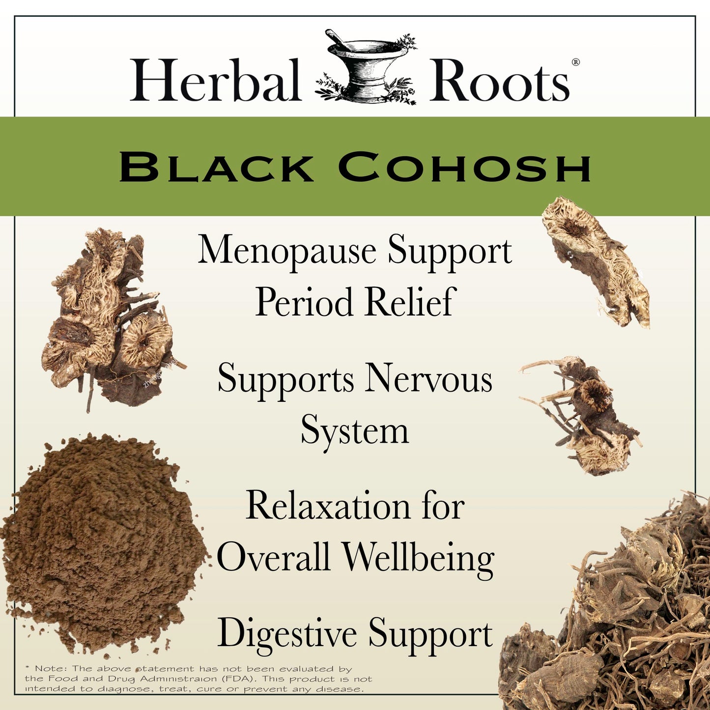 Herbal Roots Organic Black Cohosh Root | Extra Strength | Menopause and Menstrual Support for Women | 90 Capsules, Vegan