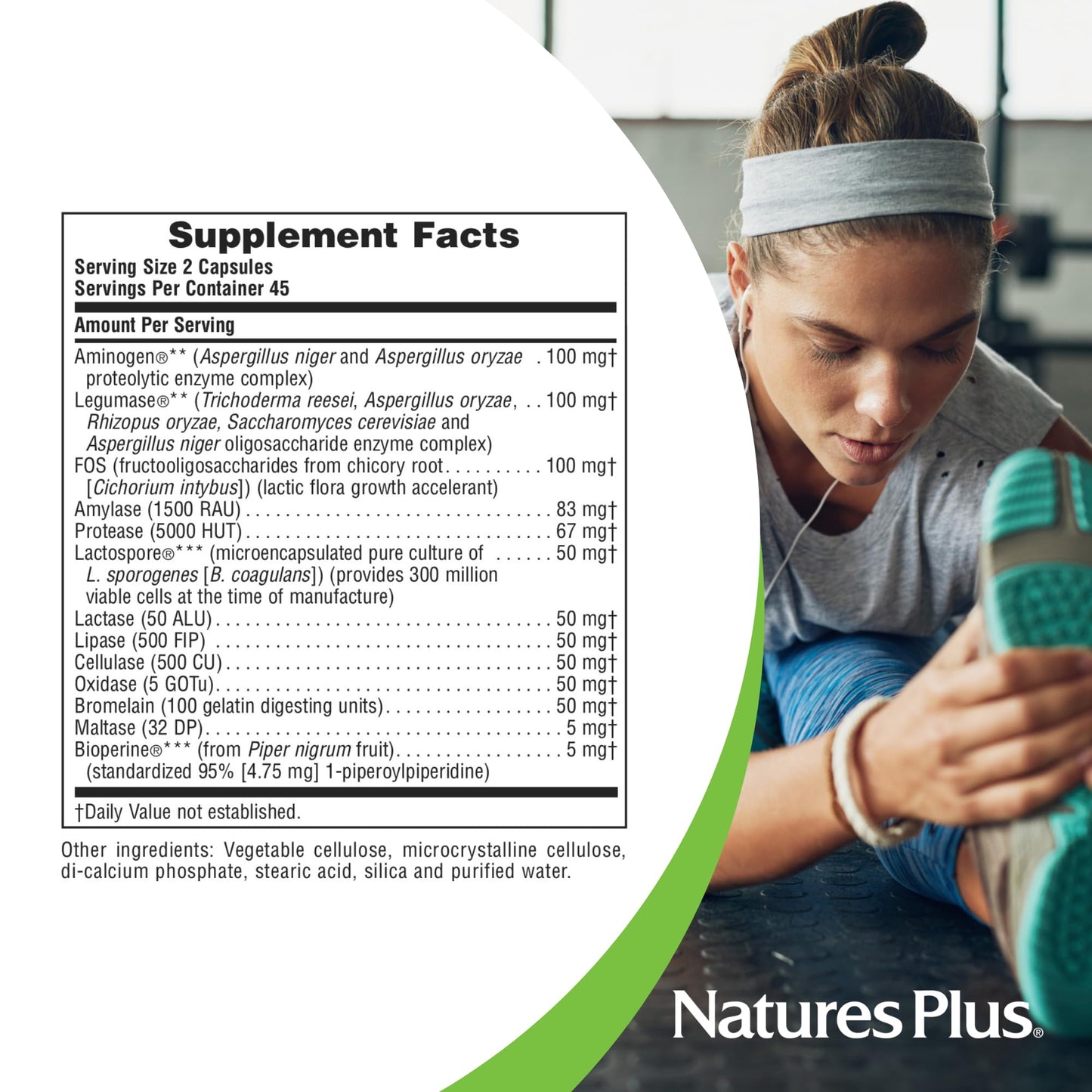 Natures Plus ActiZyme - Gut Health Supplement, Contains Digestive Enzymes, Probiotics, Aminogen, Bioperine - 90 Vegetarian Capsules (45 Servings)