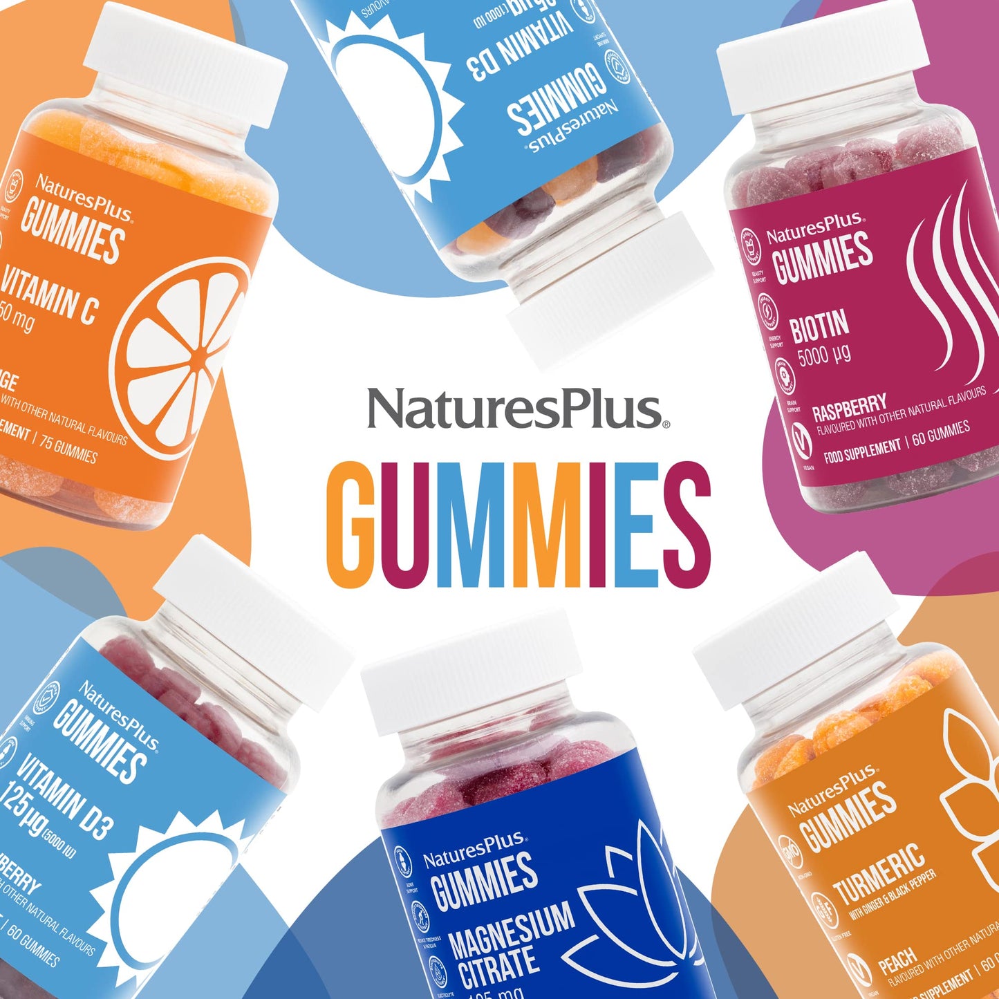 Natures Plus Gummies Turmeric Curcumin - 60 Gummies, Peach - Supports Joint, Digestive & Cardiovascular Health - Vegan, Gluten Free, Non-GMO - 30 Servings