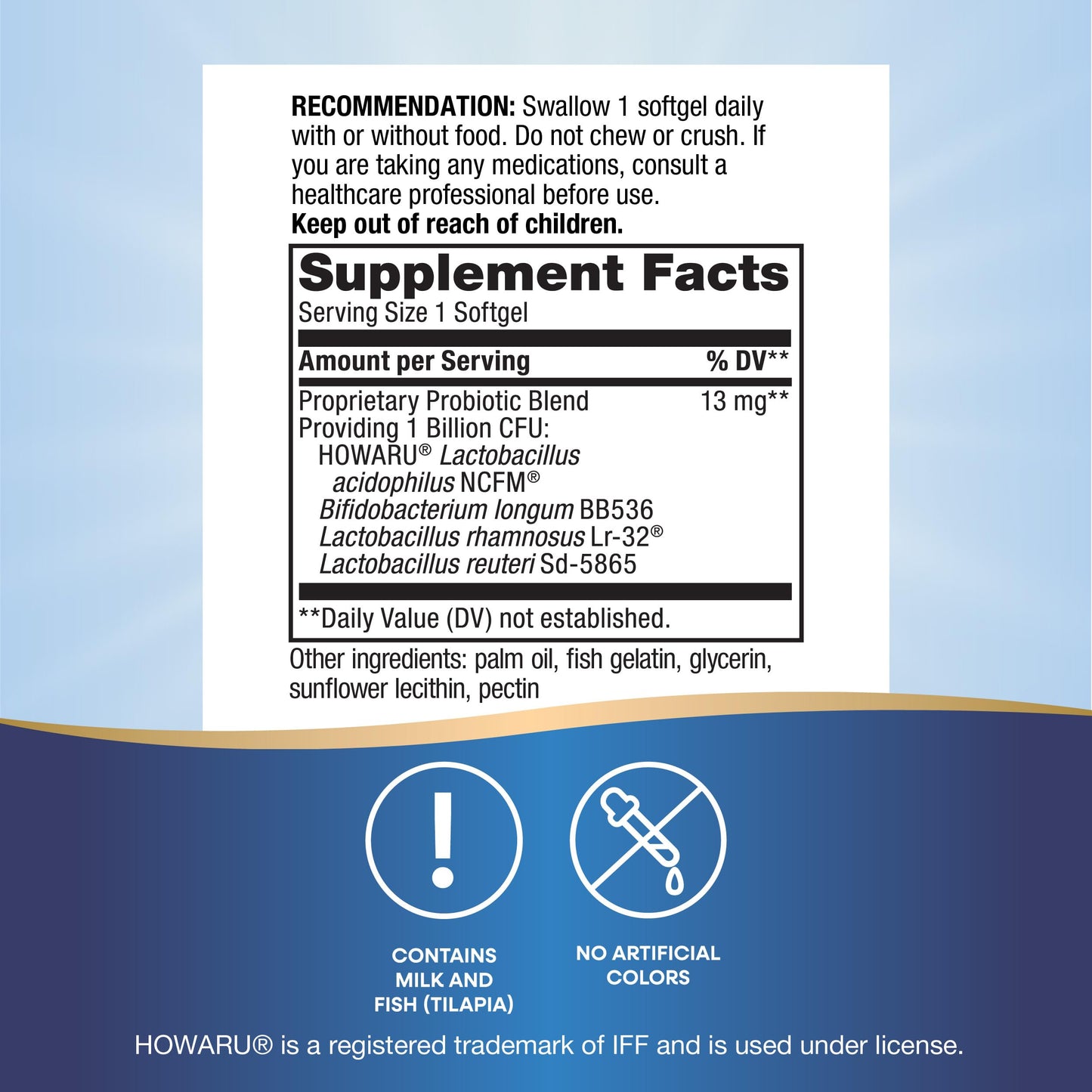 Nature's Way Primadophilus Reuteri Probiotic Pearls for Men and Women, Digestive and Immune Health*, 1 Billion Culture, 4 Probiotic Strains, Survives Stomach Acid, 30 Softgels