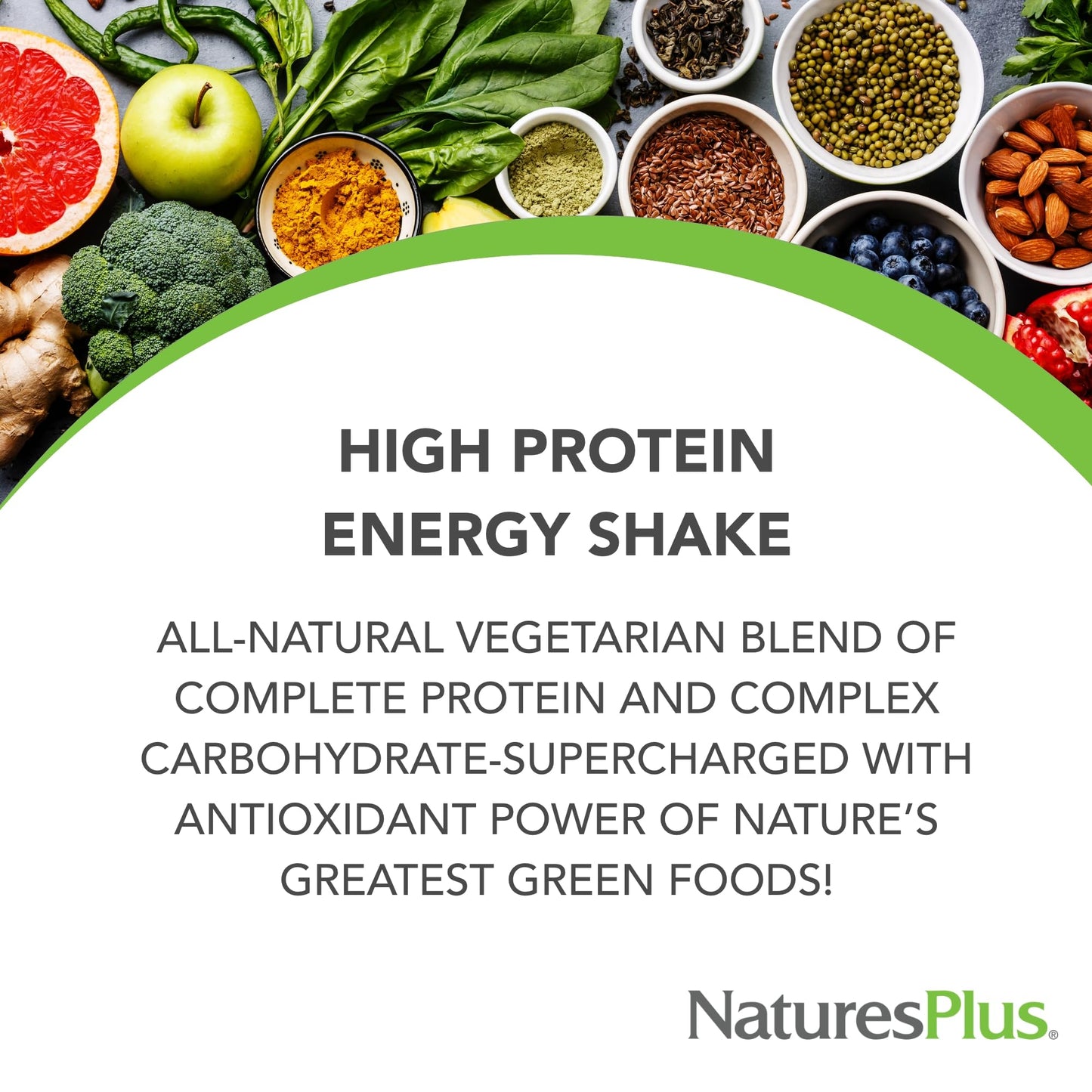 NaturesPlus FRUITEIN Revitalizing Green Foods Shake - 1.3 lbs - Plant-Based Protein (13g/Serving) - Supports Energy & Immune System - Vegetarian, Gluten Free & Non-GMO - 16 Servings