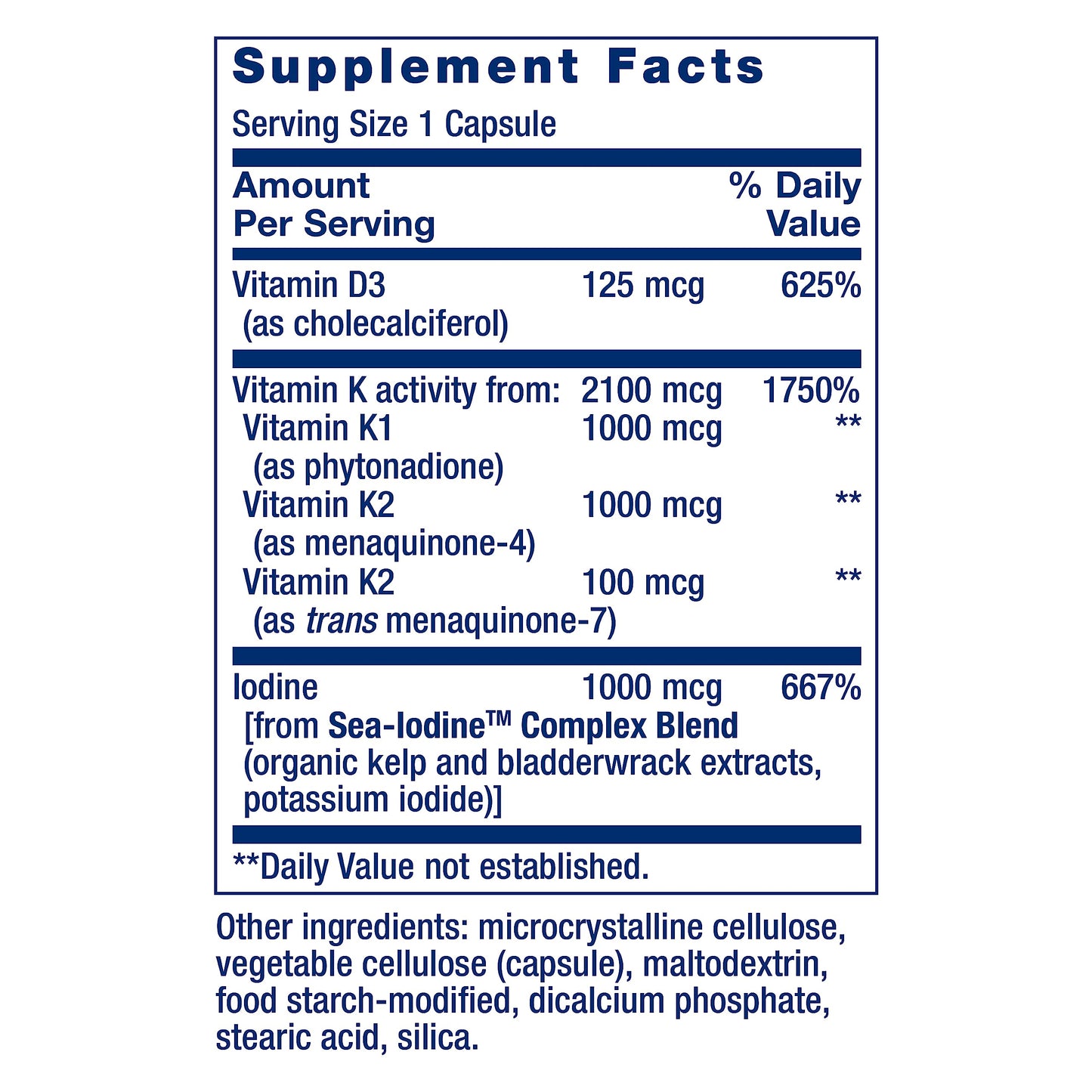 Life Extension Vitamins D and K with Sea-Iodine, vitamin D3, vitamin K1 and K2, iodine, supports immune, bone, arterial and thyroid health, non-GMO, gluten-free, 60 capsules