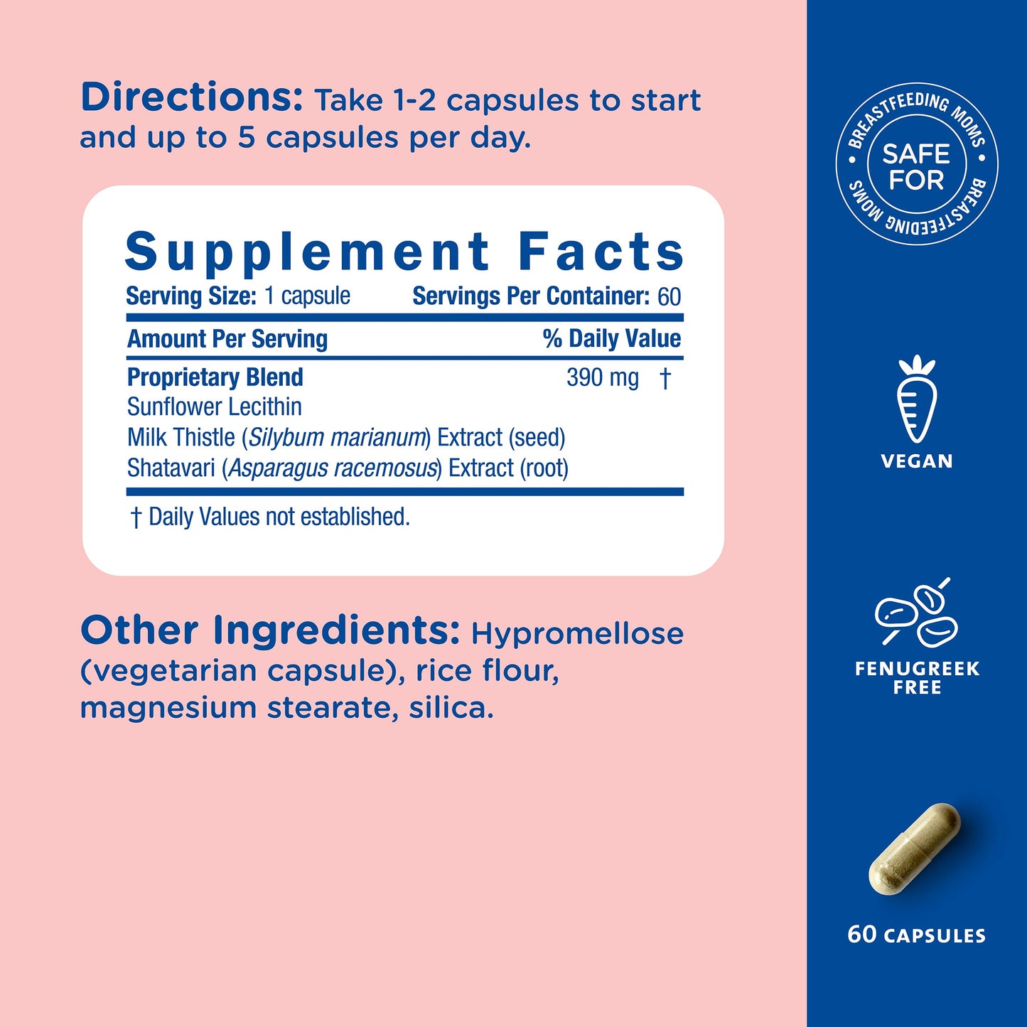 Mommy's Bliss Postnatal Lactation Support, Contains Milk Thistle, Shatavari, and Lecithin, 1 Bottle (60 Capsules)