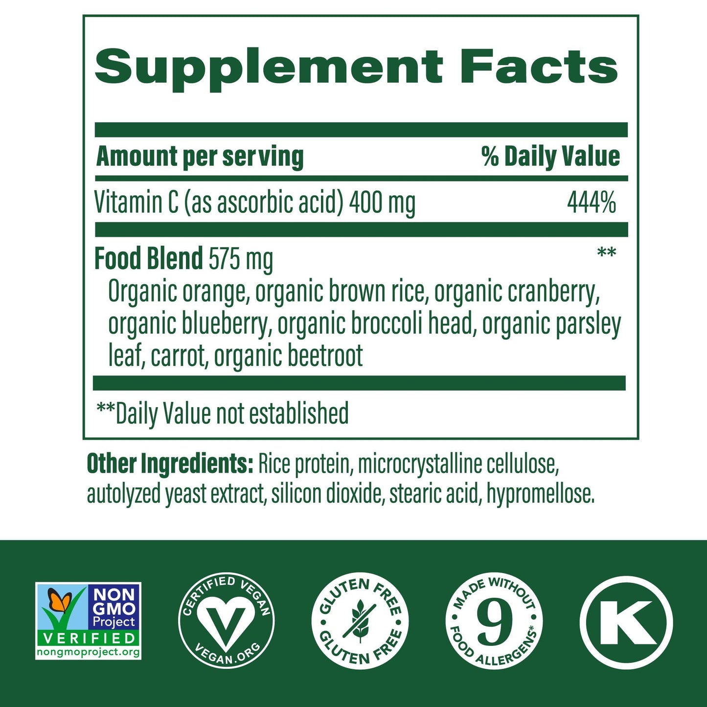 Pre-Order | Arrives in 5–10 Days – MegaFood Ultra C 400 mg - Vegan Immune Support Supplement with Vitamin C, Made with Real Food Including Broccoli, Carrot, Cranberry & Brown Rice, Gluten-Free, Kosher - 60 Tablets, 60 Servings