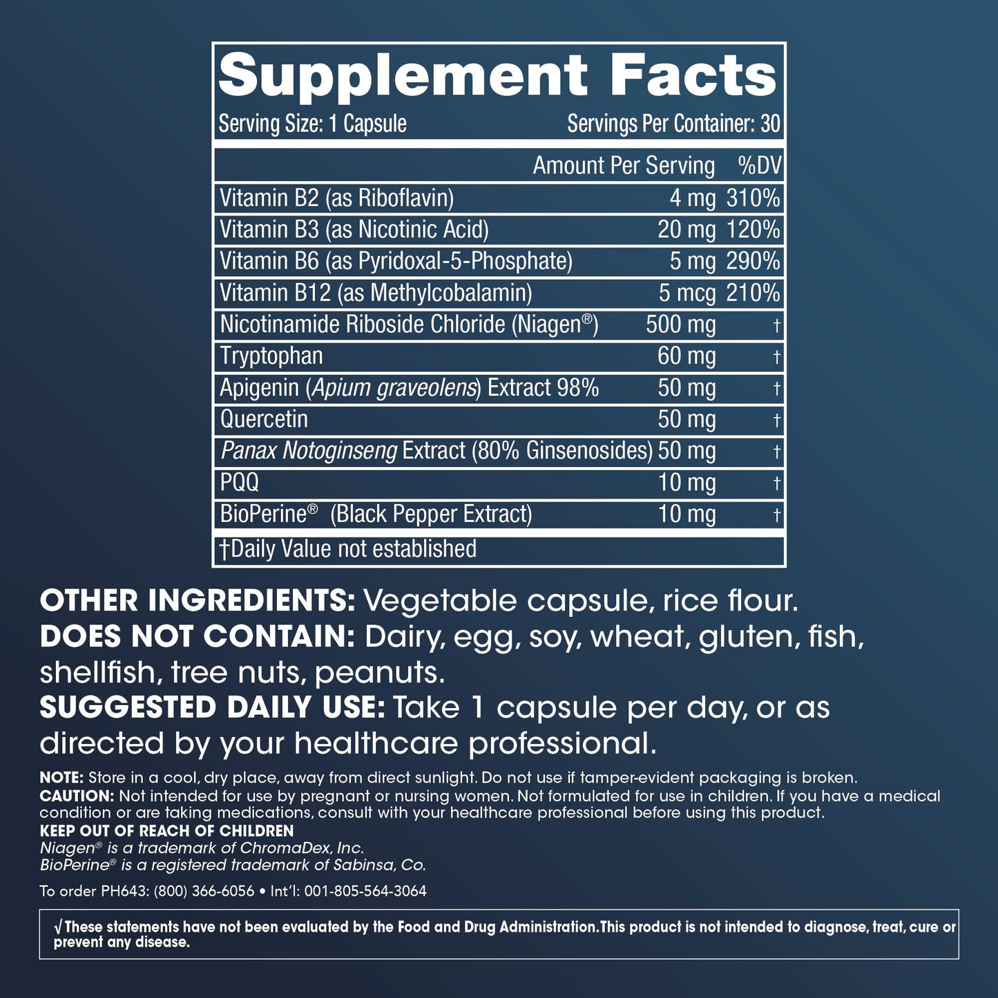ProHealth NAD Triple Boost Ultra with 500mg Niagen NR. 3X NAD Boost Plus Apigenin, PQQ and Quercetin. Promotes Longevity, Heart and Brain Health, Activates Sirtuins for Cellular Repair. (30 Servings)