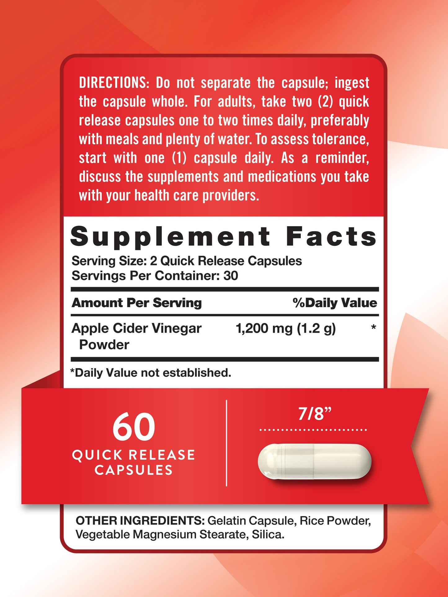 Nature's Truth Apple Cider Vinegar Capsules | 1200mg | Quick Release Pills | Non-GMO & Gluten Free Supplement