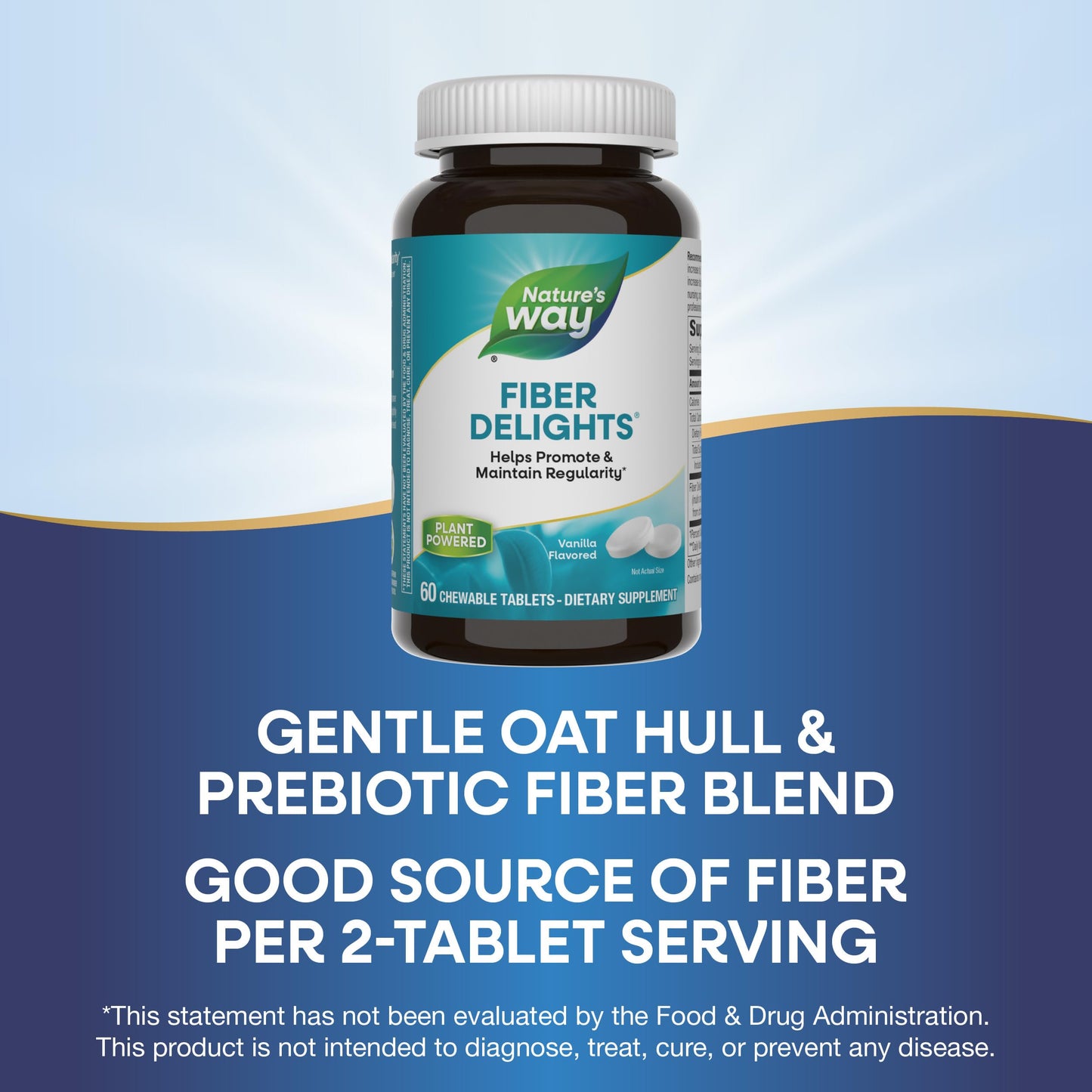 Nature's Way Fiber Delights Daily Fiber for Regularity*, Vanilla Flavored, 60 Chewable Tablets