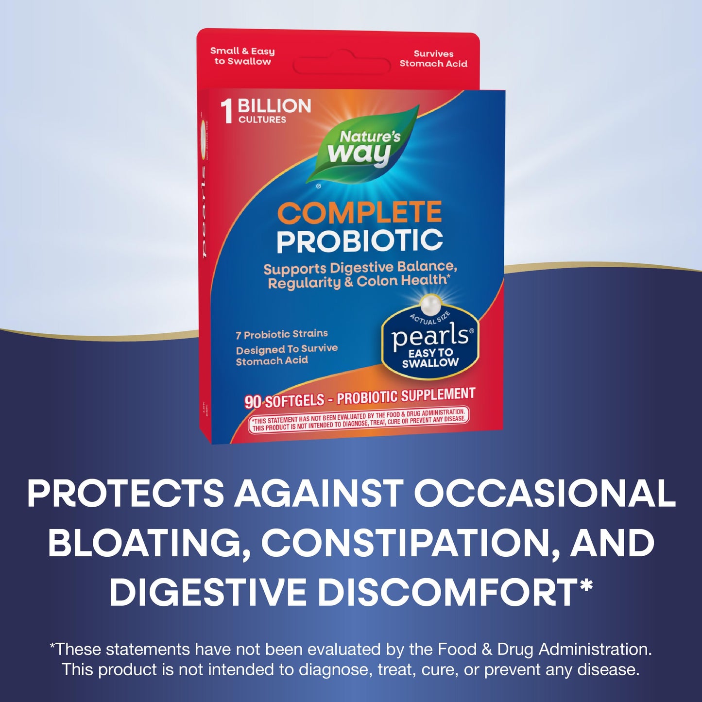 Nature's Way Complete Probiotic Pearls, Supports Digestive Balance*, 1 Billion Live Cultures, Supplement for Men and Women, No Refrigeration Required, 90 softgels (Packaging May Vary)