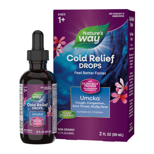 Nature's Way Umcka ColdCare Homeopathic, Shortens Colds, Sore Throat, Cough, and Congestion, Phenylephrine Free, Non-Drowsy, Cherry Flavored, 2 Fl. Oz Drops