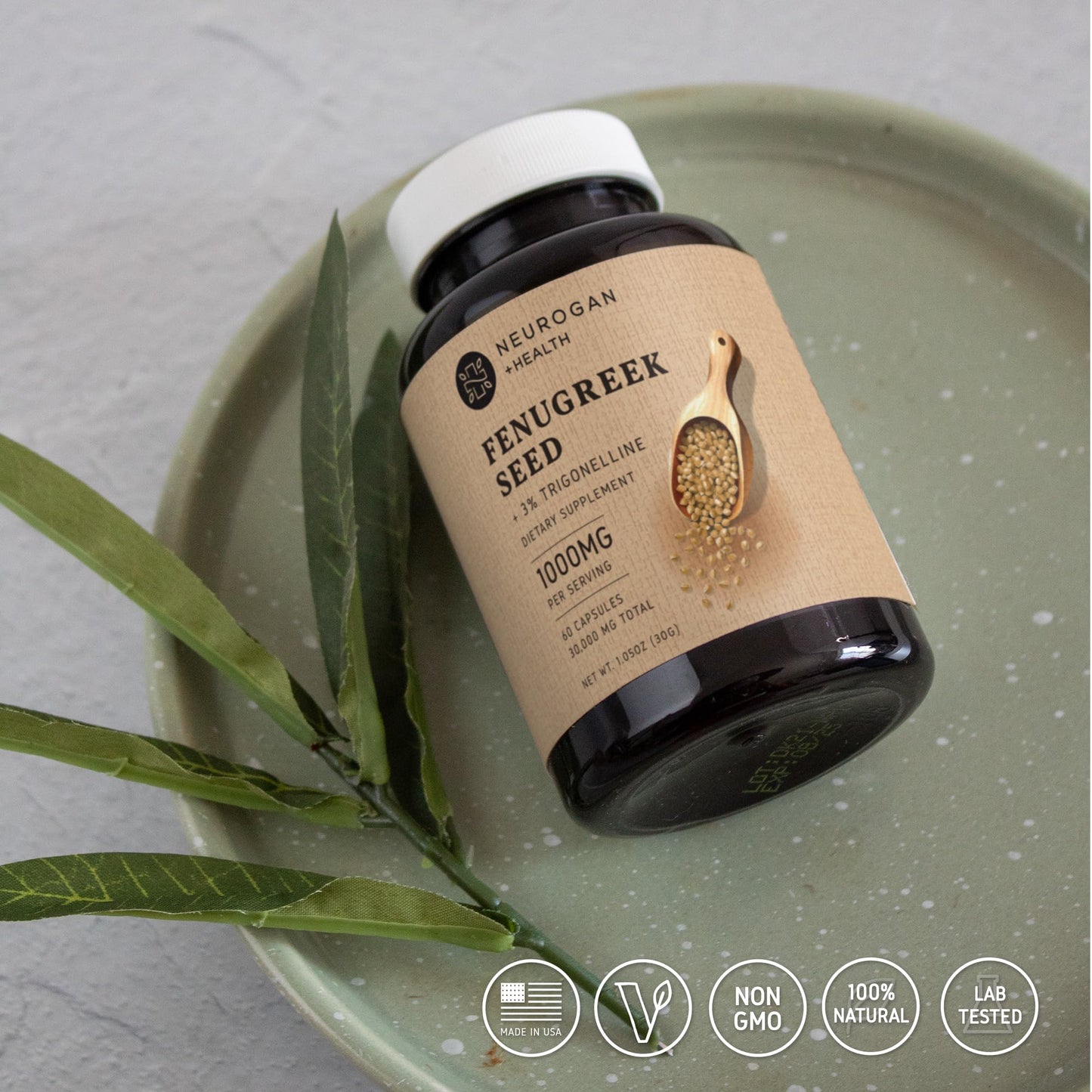 Neurogan Fenugreek Capsules - 1000 MG Per Serving, 60 Ct - Fenugreek Seed + 3% Trigonelline Capsules - Digestive Comfort & Wellness Seeds Extract Supplements for Men & Women