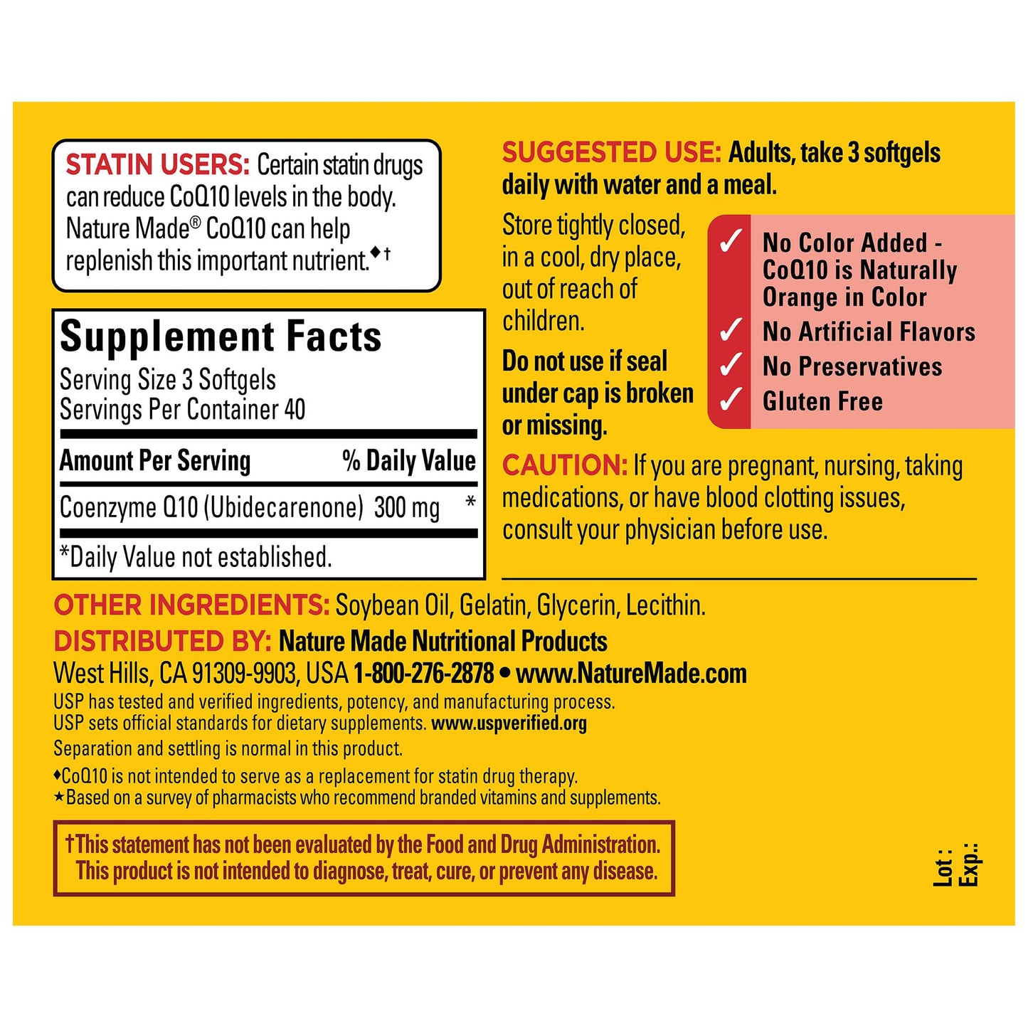 Nature Made CoQ10 300mg per 3 Softgels, Heart Health & Antioxidant Support, 120 Softgels, 40 Day Supply