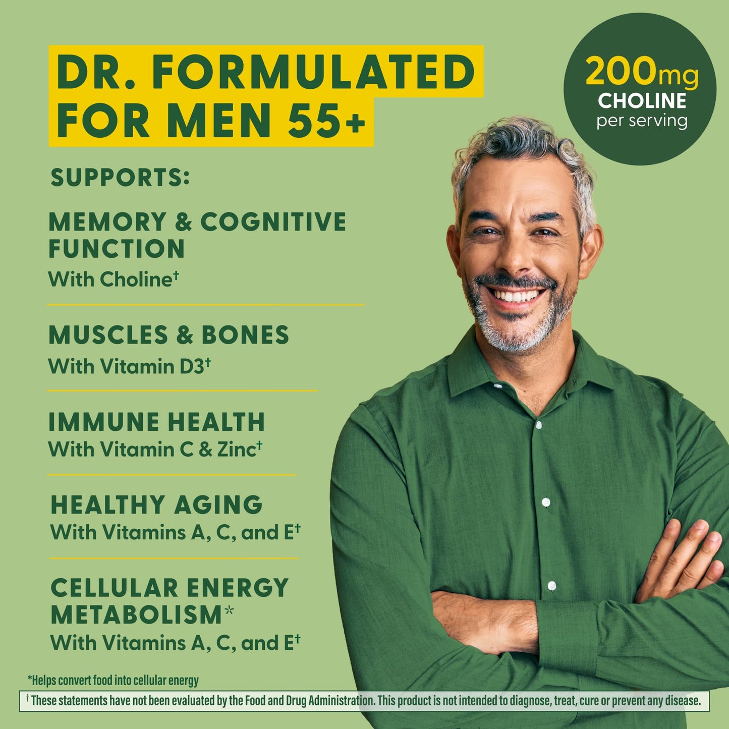MegaFood Men's 55+ Advanced Multivitamin for Men - Doctor-Formulated -Choline, Vitamin D, Vitamin B12 – Plus Real Food – Brain Health Supplement for Adults & Immune Support - 60 Tabs (30 Servings)
