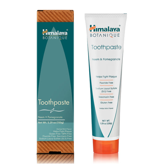 Himalaya Botanique Original Neem & Pomegranate Botanical Toothpaste, Fights Plaque, Brightens Teeth, Fluoride Free, No Artificial Flavors, SLS Free, Cruelty Free, Foaming, Mint Flavor, 5.29 Oz,1 Pack…