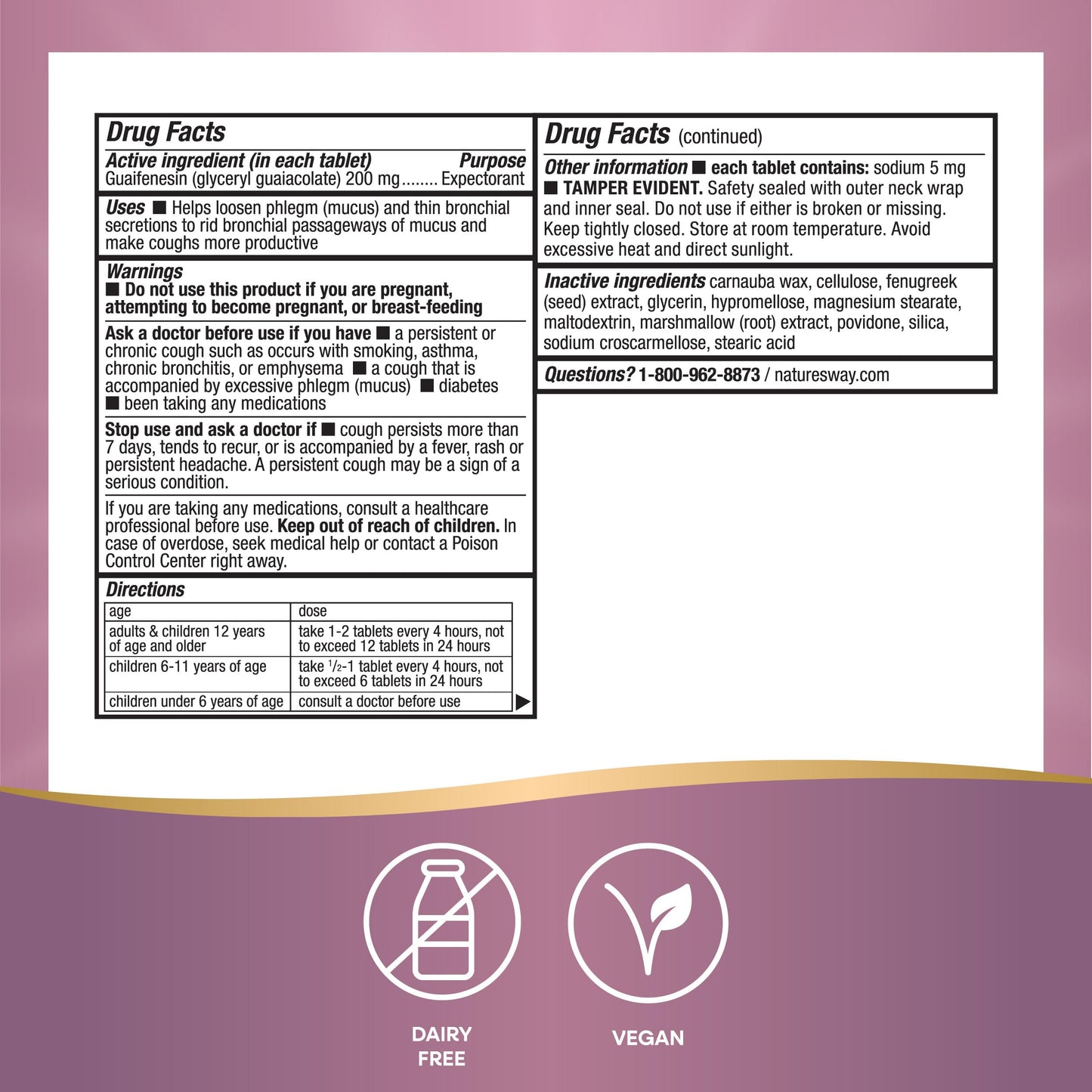 Nature’s Way Air-Power, Guaifenesin Expectorant, Clears Respiratory Airways, Thins & Loosens Mucus, Vegan, 100 Tablets (Packaging May Vary)