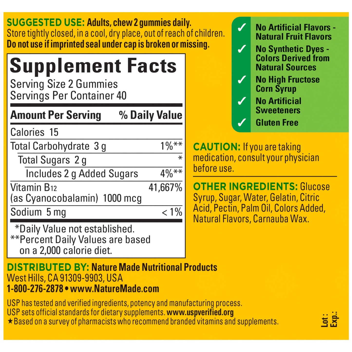 Nature Made Energy B12 1000 mcg, Dietary Supplement for Energy Metabolism Support, 80 Gummies, 40 Day Supply (Pack of 2)