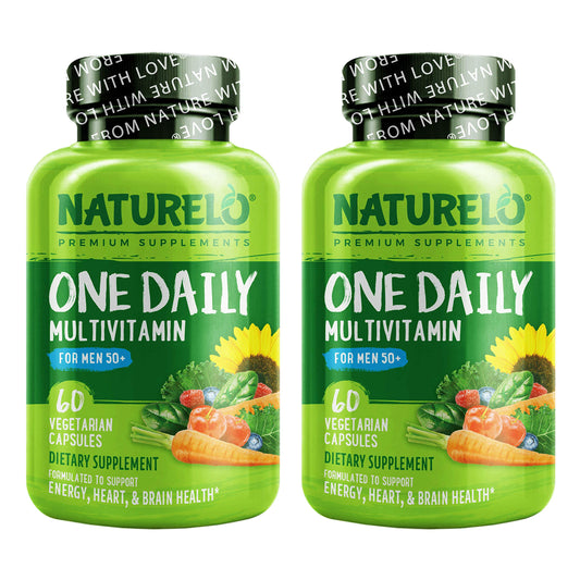 NATURELO One Daily Multivitamin for Men 50+ - with Vitamins & Minerals + Organic Whole Foods - Supplement to Boost Energy, General Health - Non-GMO - 120 Capsules - 4 Month Supply