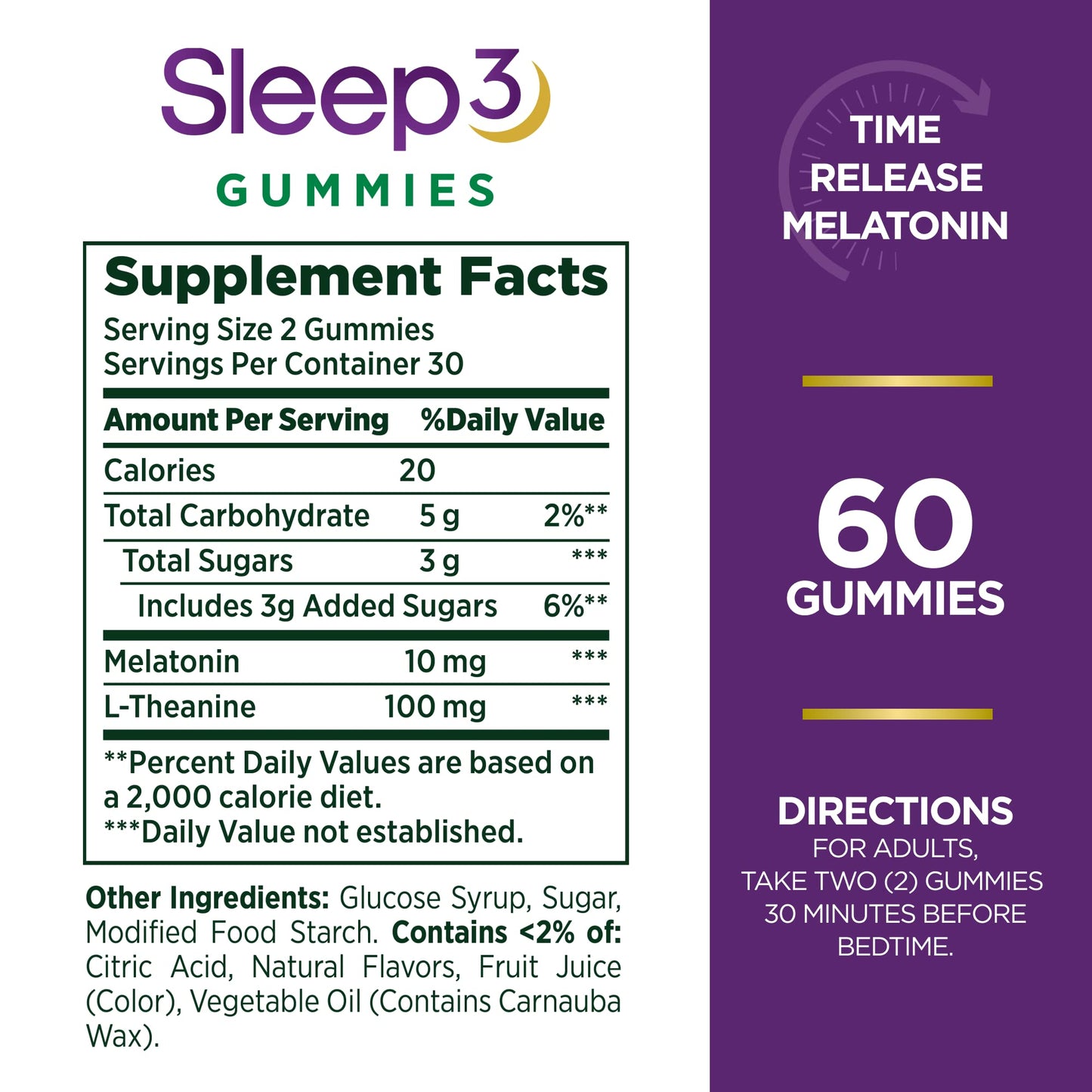 Nature's Bounty Sleep3 Gummies, Triple Action Time-Release Sleep Aid, Melatonin 10mg, Blueberry Flavor, 60 Gummies