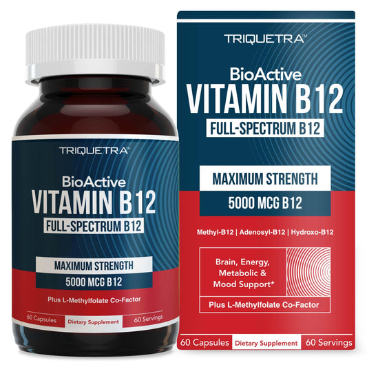 BioActive Vitamin B12 - 5000 mcg, Contains 3 BioActive Forms B12 Plus Methylfolate Cofactor - Methyl B12, Adenosyl B12 & Hydroxy B12 | Supports Energy, Metabolism & Mood | Vegan, Non-GMO (60 Servings)