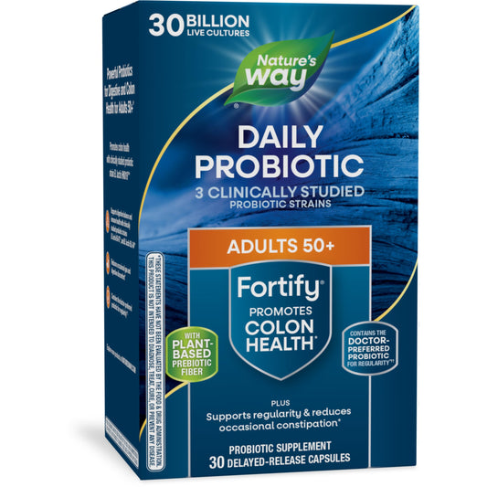 Nature's Way Fortify 50+ Daily Probiotic for Men and Women, 30 Billion Live Cultures, Colon, Digestive, and Immune Health Support* Supplement, 30 Capsules