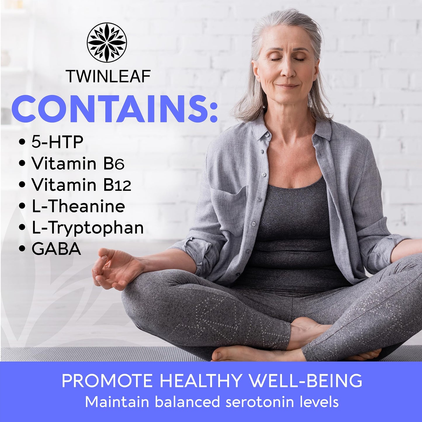 Natural Serotonin Supplement - Made in USA 5HTP Serotonin & Cortisol Manager - Serotonin Booster Vitamin Supplement for Women with 5-HTP, Vitamin B6, B12, GABA, L Theanine, L Tryptophan - 60 capsules