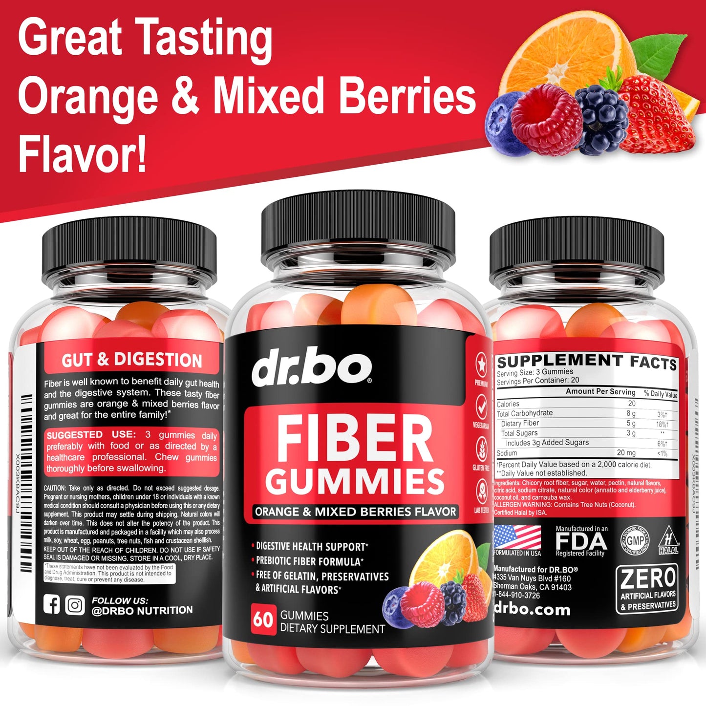 Fiber Gummies for Adults & Kids - Tasty Gummy Prebiotic Fiber Supplement, Max Digestive Gut Health Supplements for Women & Men - Daily Cleanse High Chicory Root Inulin Prebiotics - 60 Chewable Gummies