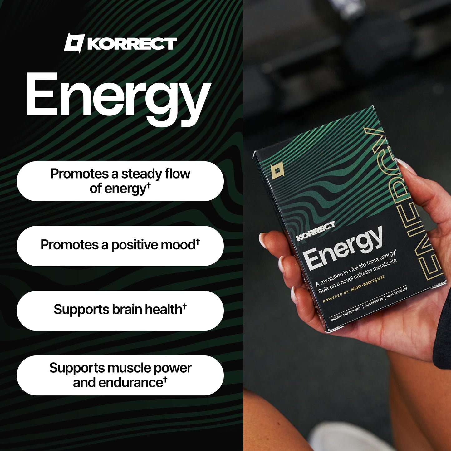 Korrect Clean Energy Supplement for Men & Women | Mental Clarity, Nootropic| Paraxanthine, Sustained Attention| Jitter-Free Stamina |3rd Party Lab Tested, Non-GMO, cGMP Certified 30 Capsules