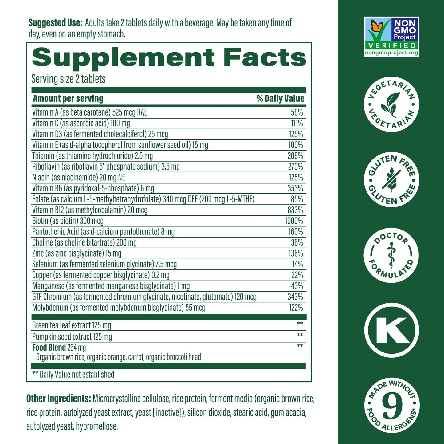 MegaFood Men's 55+ Advanced Multivitamin for Men - Doctor-Formulated -Choline, Vitamin D, Vitamin B12 – Plus Real Food – Brain Health Supplement for Adults & Immune Support - 60 Tabs (30 Servings)