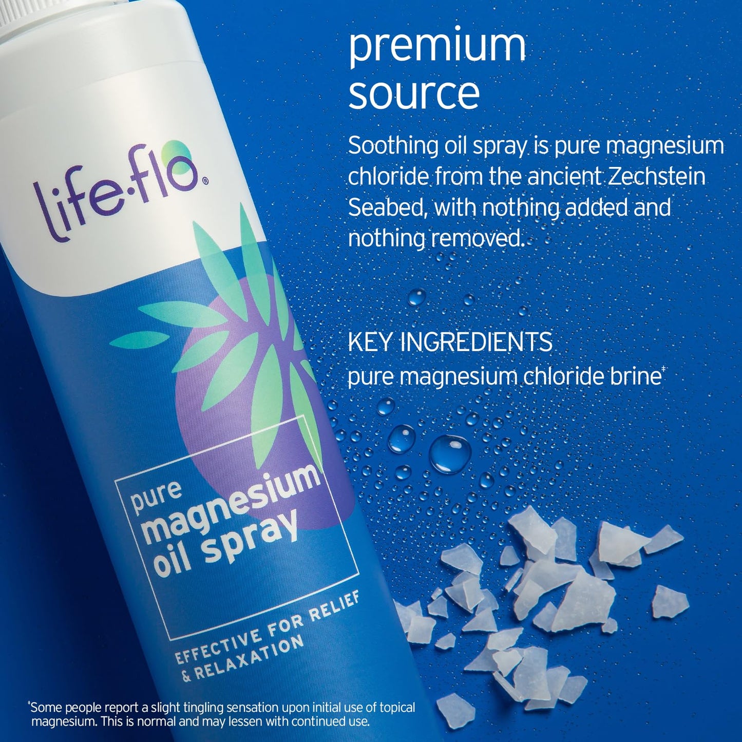 Life-flo Magnesium Bath Flakes and Pure Magnesium Oil Spray - Pure Magnesium Chloride from Zechstein Seabed - Relief and Relaxation Bundle - Soothes Muscles and Joints - 60-Day Guarantee, 26.4oz / 2oz