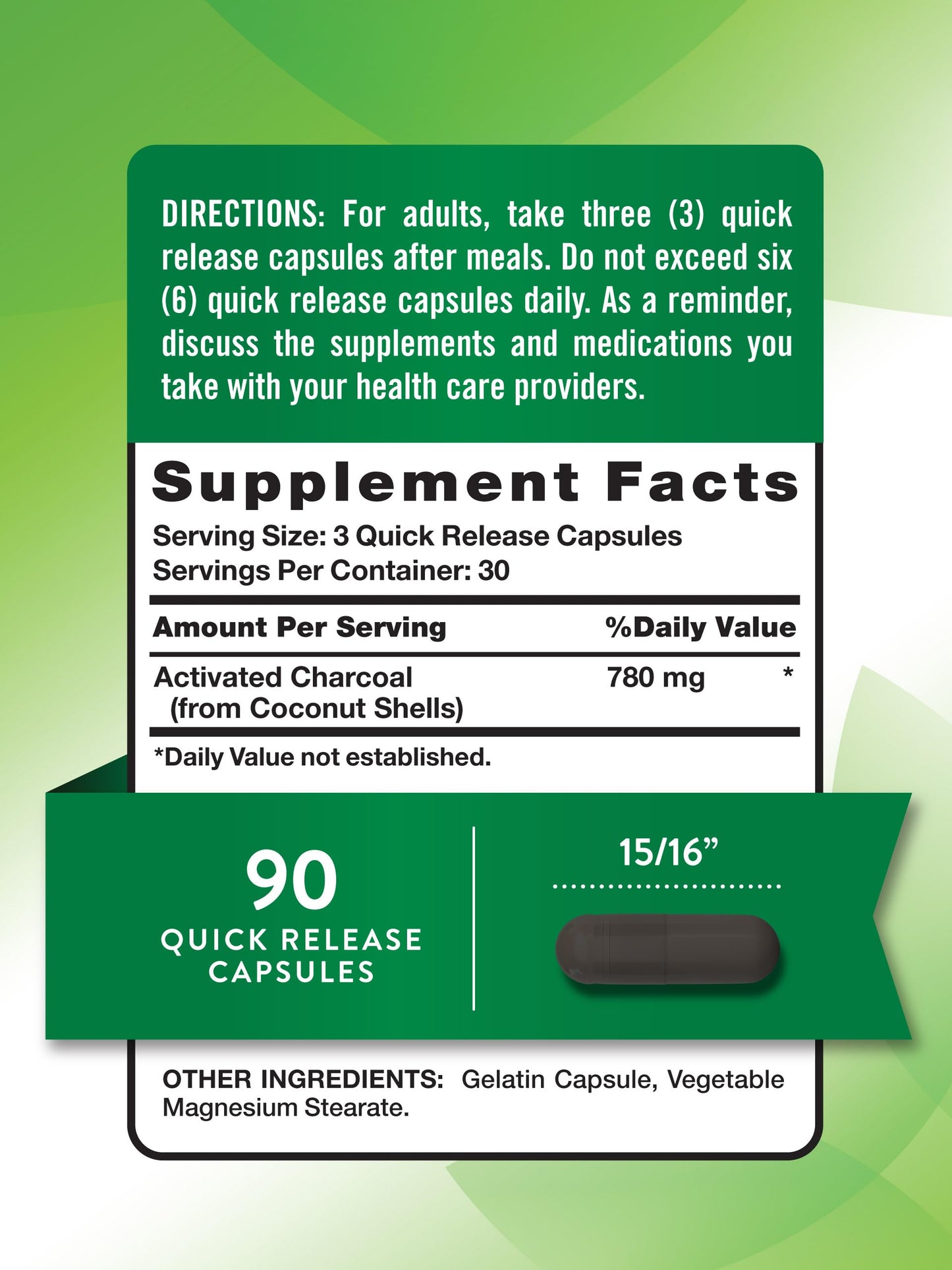 Nature's Truth Activated Charcoal Capsules | 90 Count | Non-GMO & Gluten Free Supplement