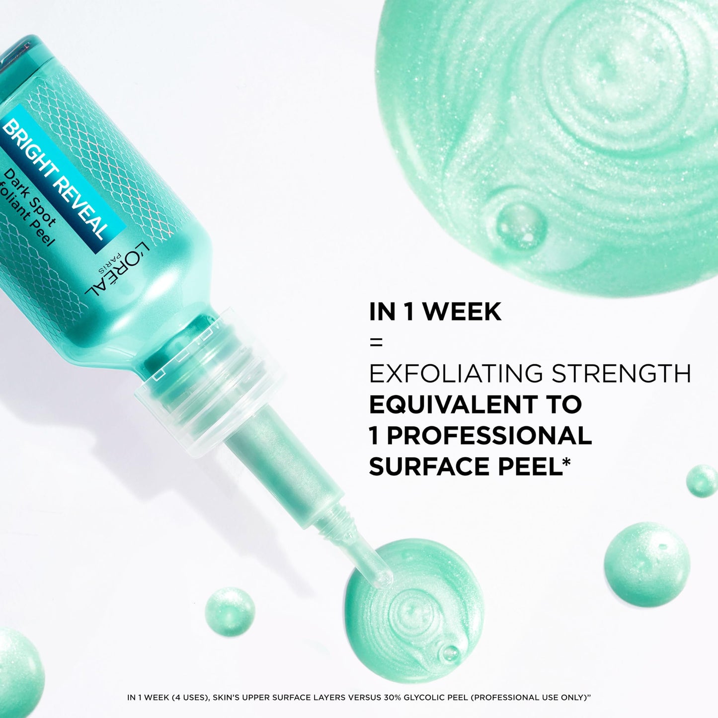 L'Oreal Paris Bright Reveal Dark Spot Exfoliant Peel, 25% AHA BHA PHA Face Exfoliator Solution, Gentle Skincare to Visibly Reduce Dark Spots and Renew Skin Texture, Includes SPF Lotion Sample