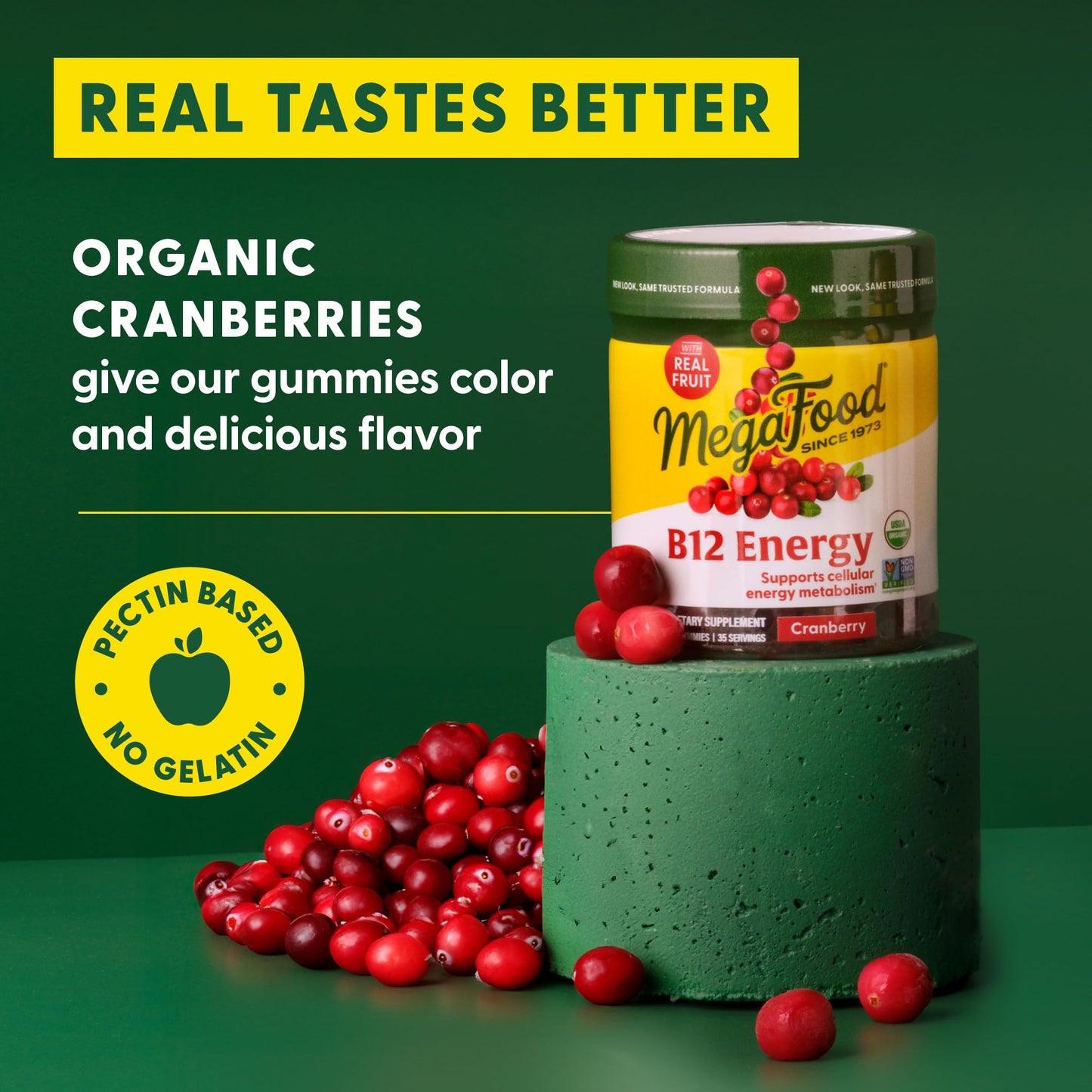 Pre-Order | Arrives in 5–10 Days – MegaFood Vitamin B12 Energy Gummies - Vegan - With Methyl B12 Vitamins to Support Cellular Energy Production - Cranberry - Daily Vitamin B12 Supplement - USDA Organic - 70 Gummies, 35 Servings