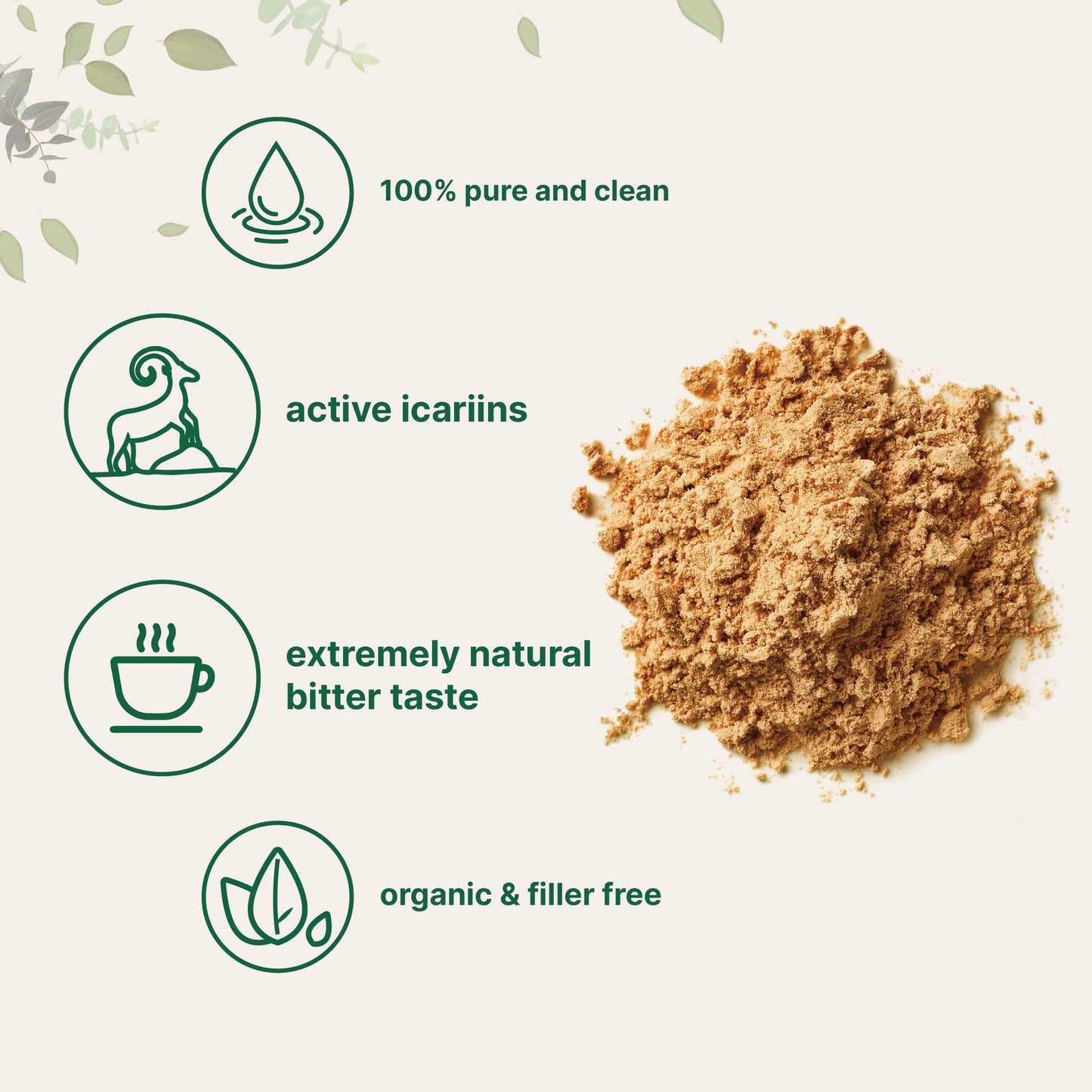 Pre-Order | Arrives in 5–10 Days – Maximum Strength Organic Pure Horny Goat Weed with Active Icariins for Men and Women, 100 Grams, Organic Epimedium Powder for Energy and Immune System Booster, Filler Free and Vegan Friendly