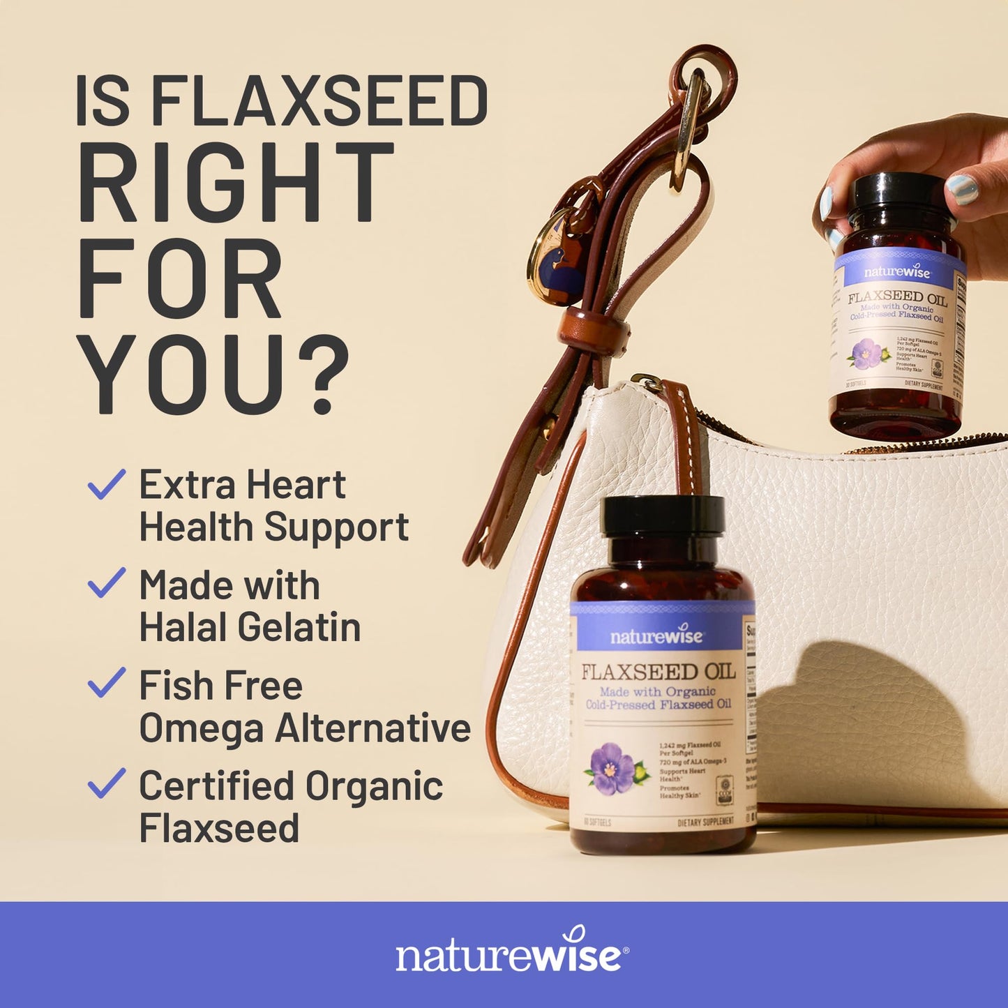 NatureWise Flaxseed Oil 1200 mg, Fish Free Omega 3 6 9 with 720mg ALA, Dietary Supplement for Heart Health Support - Organic, Cold Pressed, Non-GMO - 60 Softgels[2-Month Supply]