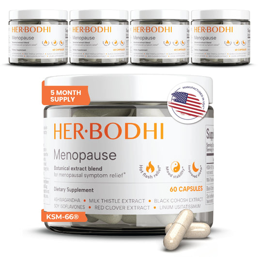 Her Bodhi Meno- Menopause Hormonal Balance for Women, Estrogen Soy Isoflavones Menopause Supplement for Women, Ashwagandha, Black Cohosh Hot Flashes Menopause Relief, Night Sweats Relief 300Caps