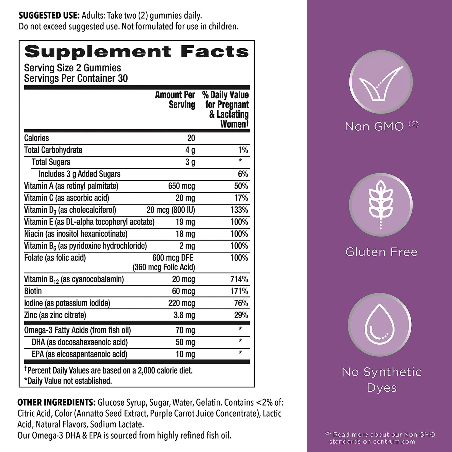 Pre-Order | Arrives in 5–10 Days – Centrum Prenatal Multivitamin Gummies with DHA and Folic Acid, Mixed Berry and Orange Flavors - 60 Count, 30 Day Supply