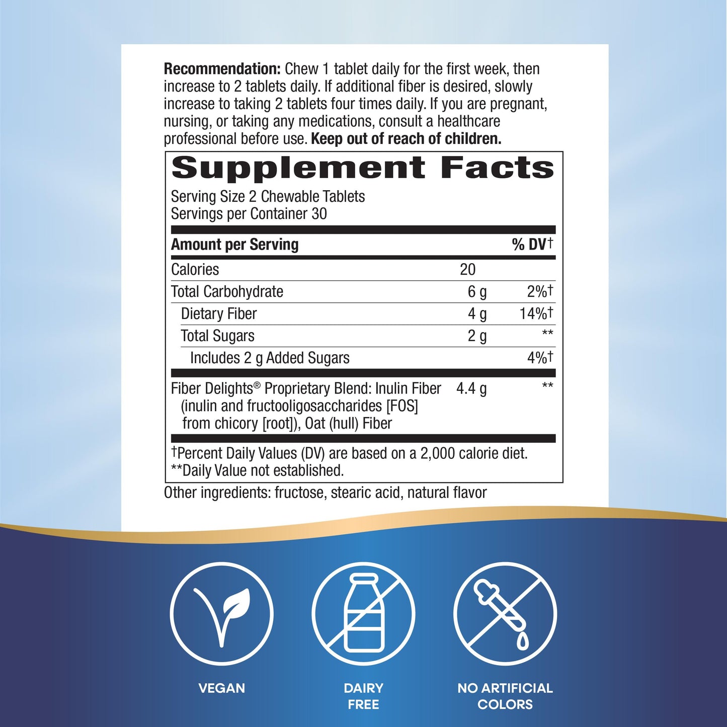 Nature's Way Fiber Delights Daily Fiber for Regularity*, Vanilla Flavored, 60 Chewable Tablets