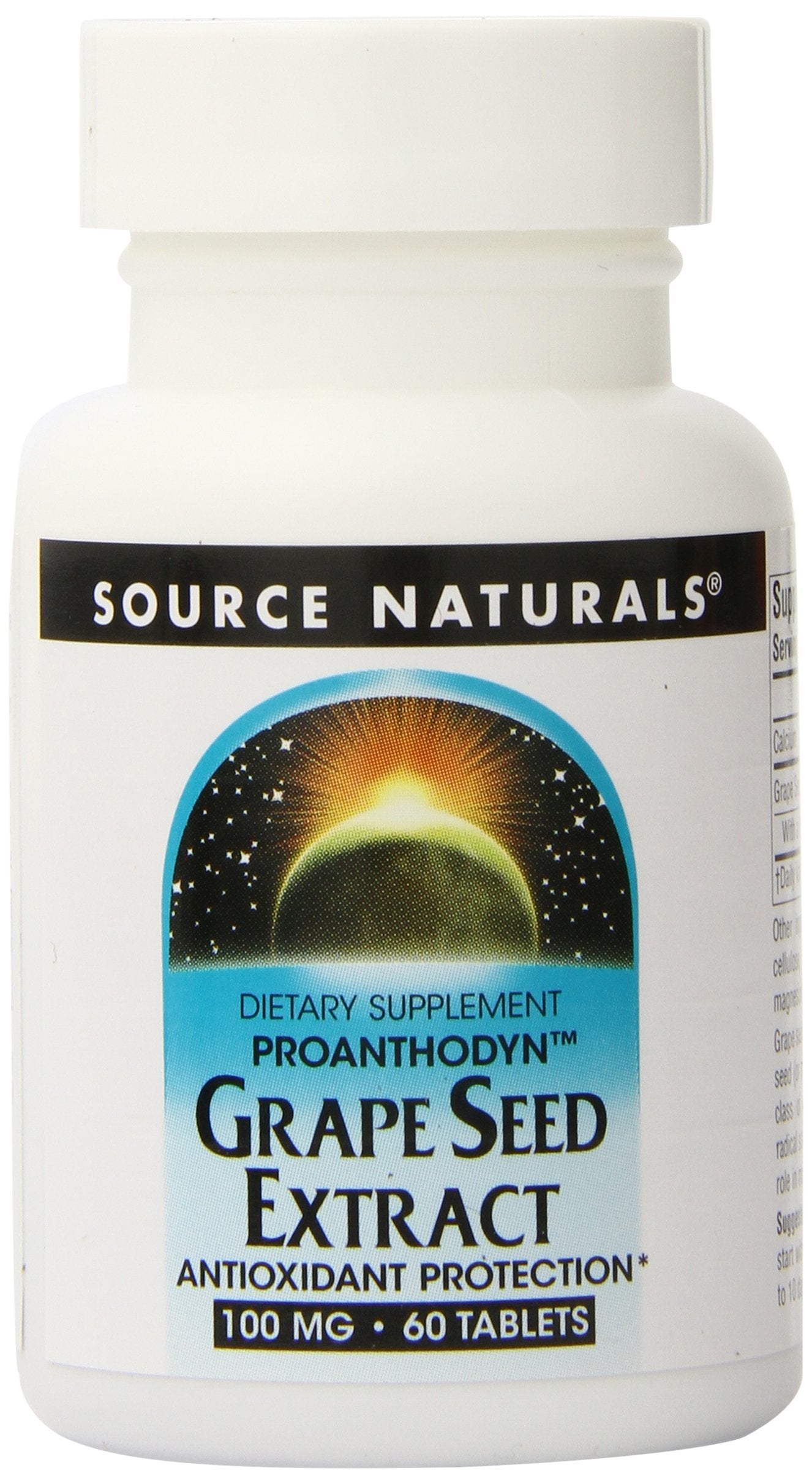 Source Naturals Grape Seed Extract, Proanthodyn 100 mg Antioxidant Protection & Supports Healthy Aging Brain - 60 Tablets