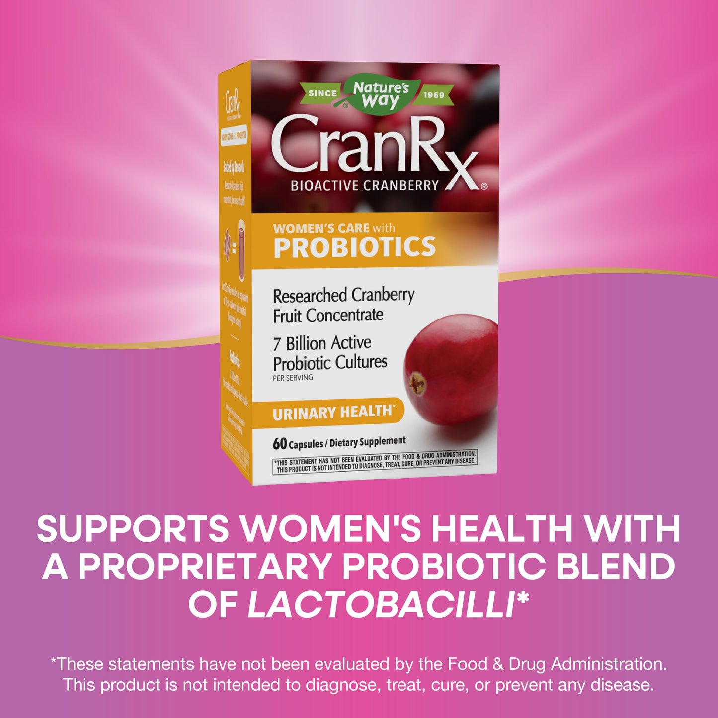 Nature's Way CranRx Bioactive Cranberry with Probiotics, Supports Urinary Health*, 60 Capsules