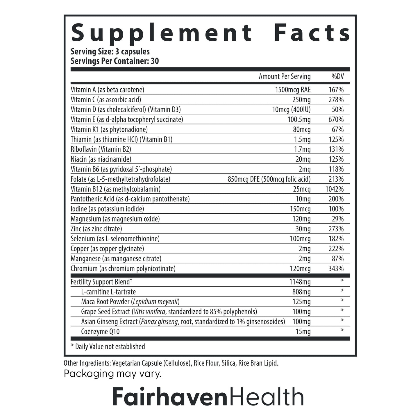 Fairhaven Health FertilAid for Men Fertility Supplements for Men | Count and Motility Support Pre-Conception for Him | Male Fertility Support Includes L-carnitine, Zinc, and Folate | 90 Capsules