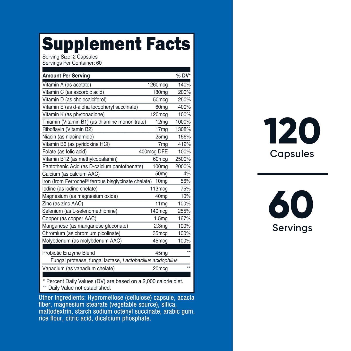 Nutricost Multivitamin with Probiotics 120 Vegetarian Capsules - Packed with Vitamins & Minerals