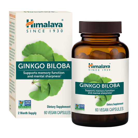 Himalaya Ginkgo Biloba, Herbal Supplement for Memory & Mental Sharpness, Vegan, Gluten Free, 120 mg Ginkgo Leaf Extract, 60 Capsules