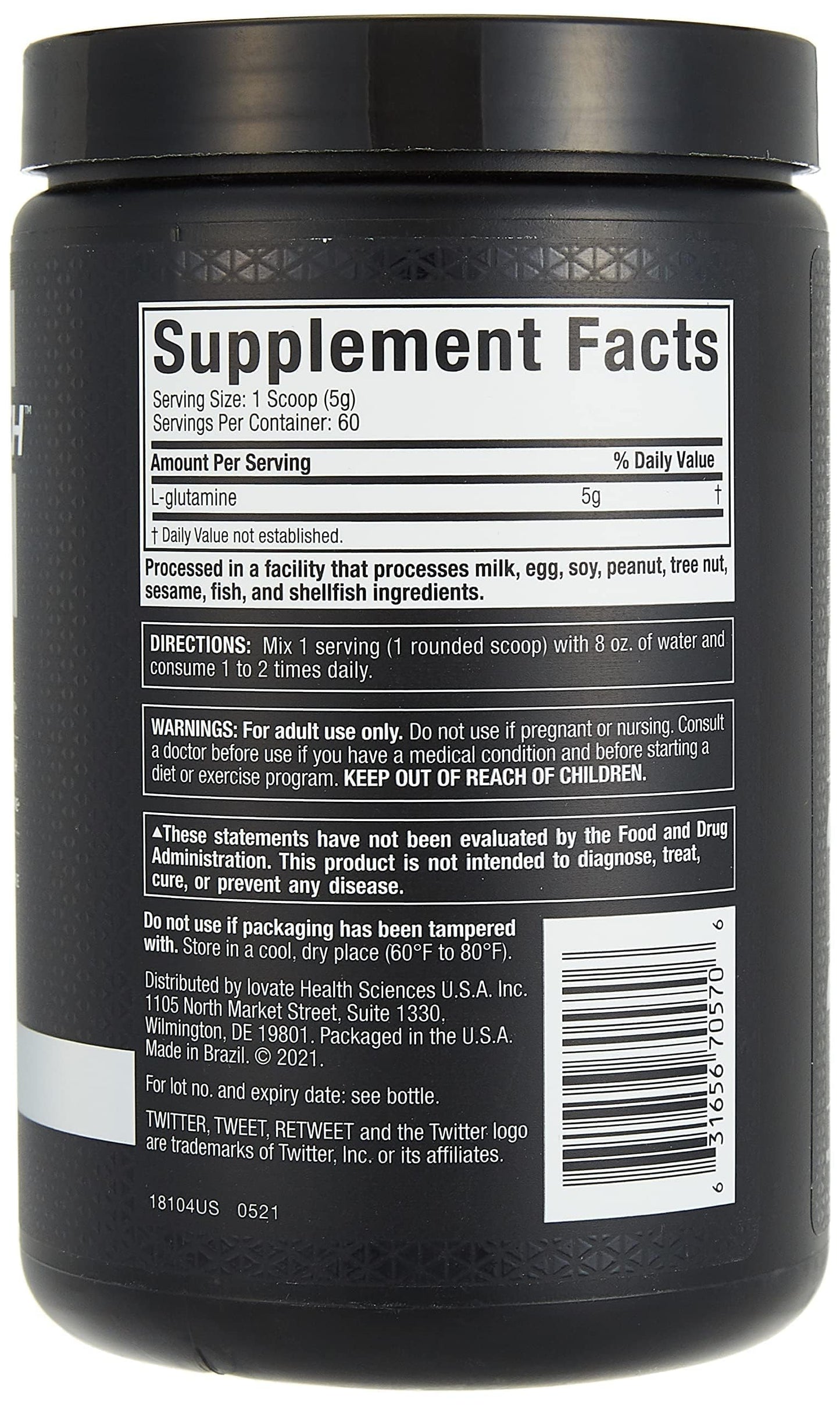 Muscletech Whey Protein Powder Nitro-Tech Whey Protein Isolate & Glutamine Powder 100% Pure L Glutamine Powder | Post Workout Recovery Drink | L-Glutamine Powder