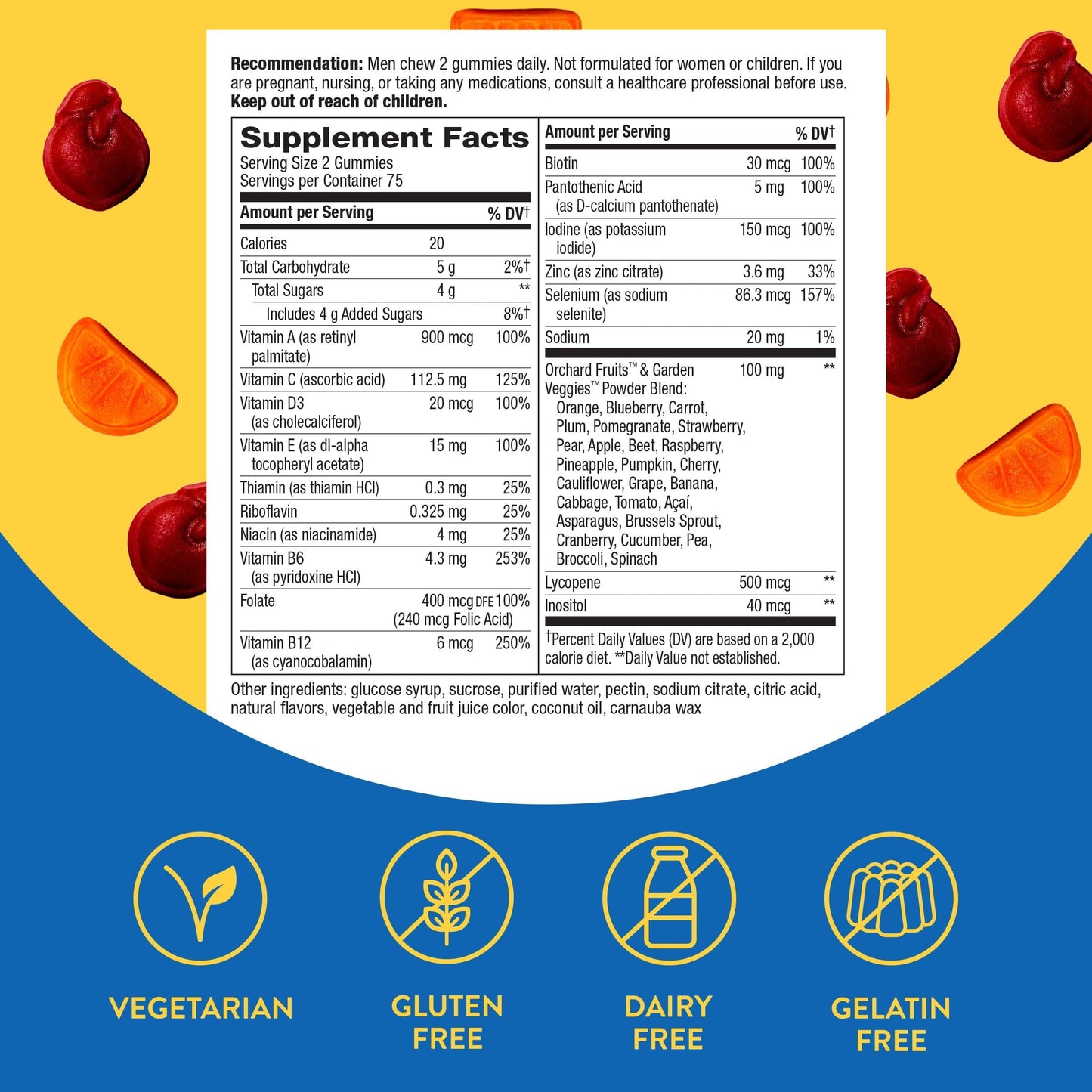 Nature's Way Alive! Men's Daily Gummy Multivitamin, Supports Energy Metabolism & Muscle Function*, B-Vitamins, Gluten-Free, Vegetarian, Fruit Flavored, 150 Gummies (Packaging May Vary)