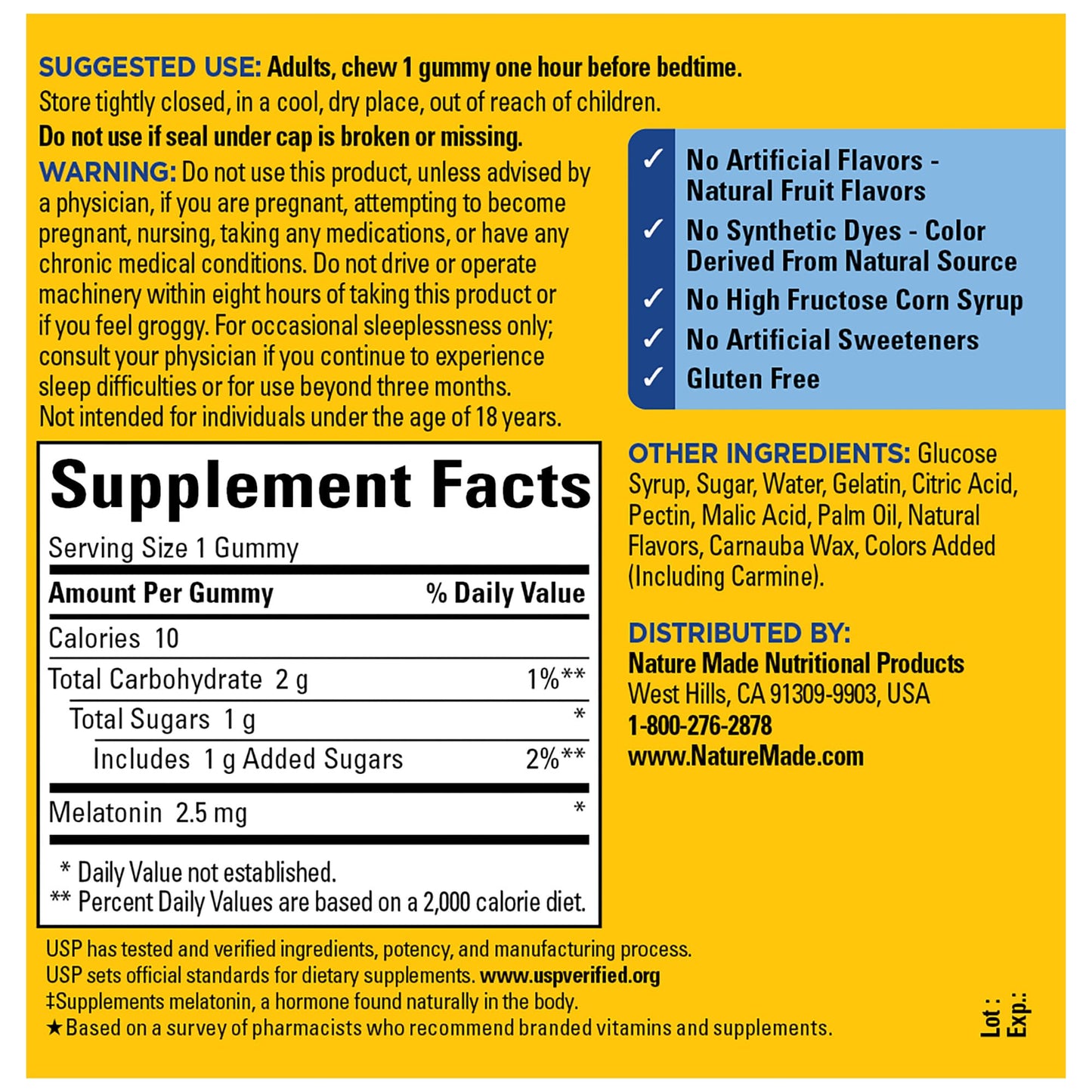 Nature Made Melatonin 2.5 mg Gummies, 100% Drug Free Sleep Aid for Adults, 130 Gummies, 130 Day Supply (Pack of 2)
