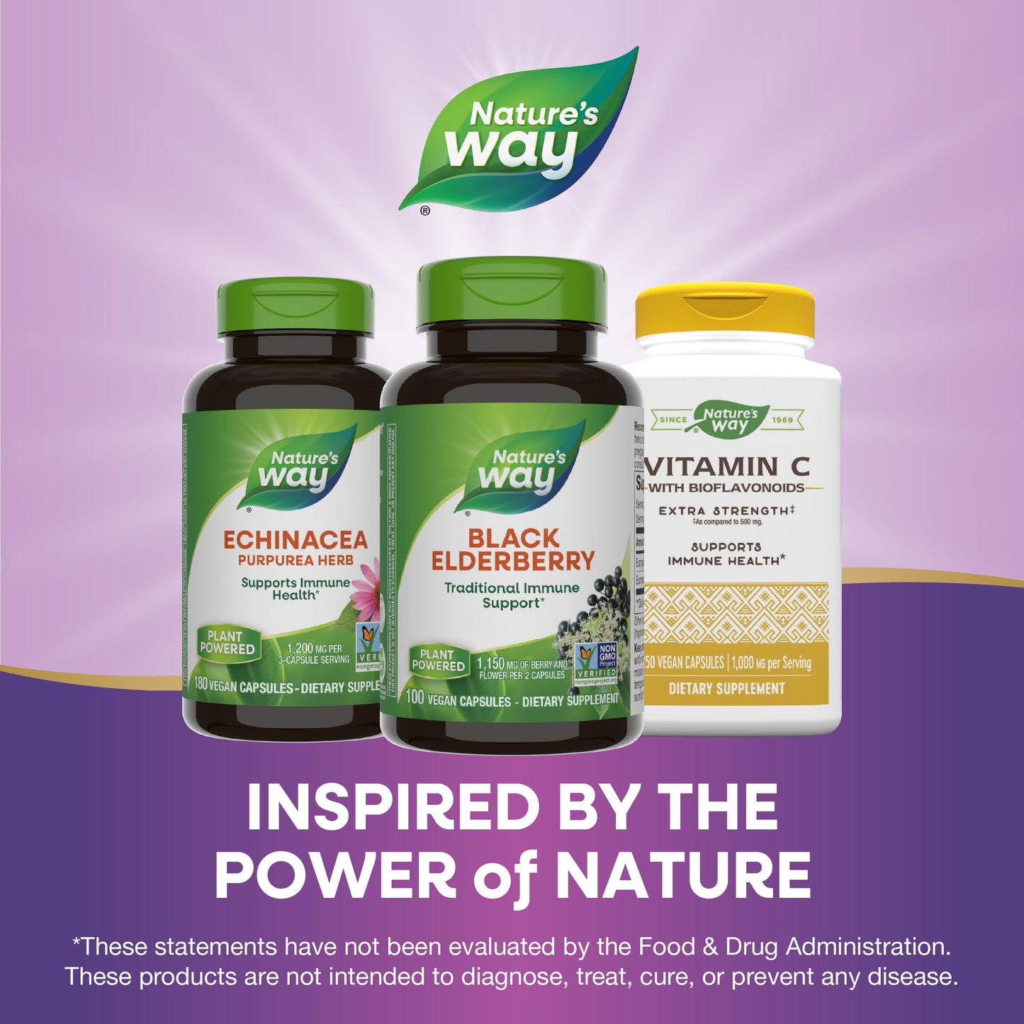 Nature's Way Black Elderberry Supplement, Traditional Immune Support*, With Elderberry and Elderflower, Plant Powered, 100 Capsules (Packaging May Vary)
