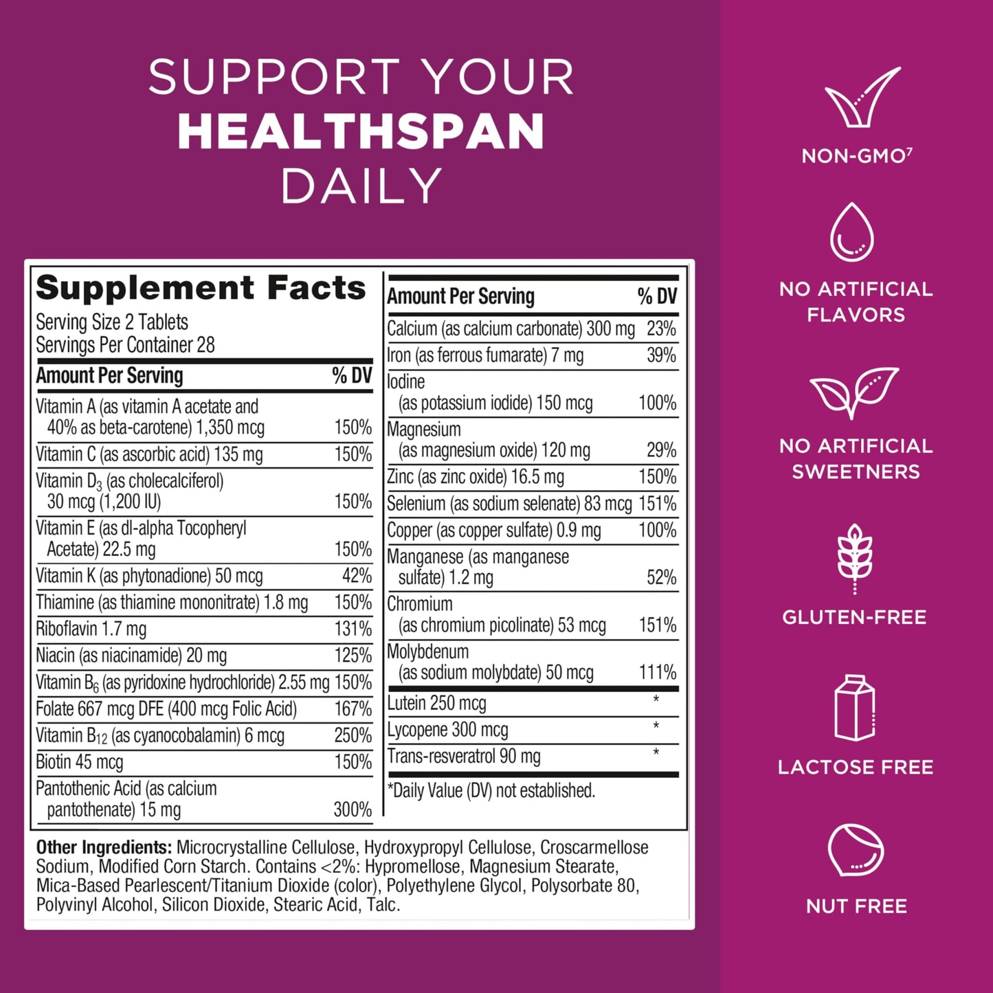 Pre-Order | Arrives in 5–10 Days – 
Centrum Age Defy for Women - High-Potency Multivitamin and Healthy Aging Supplement - Multivitamin Blend with Resveratrol, and Niacin for NAD+ Level Support - Aluminum Bottle, 56 Tablets