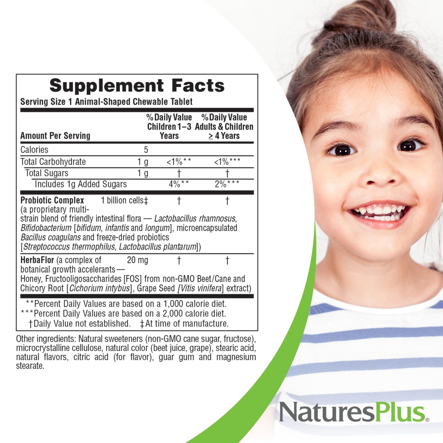 Natures Plus Animal Parade AcidophiKidz, Berry Flavor - 90 Chewable, Animal-Shaped Tablets - with Probiotics, FOS & Grape Seed - 90 Total Servings